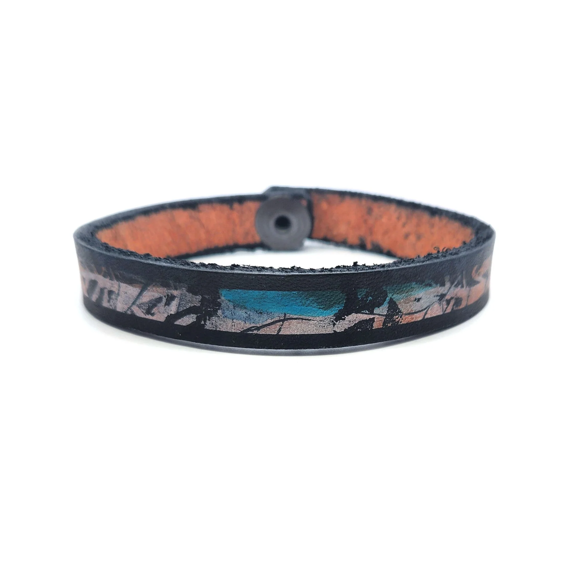 1/2" Stripes Leather Bracelet