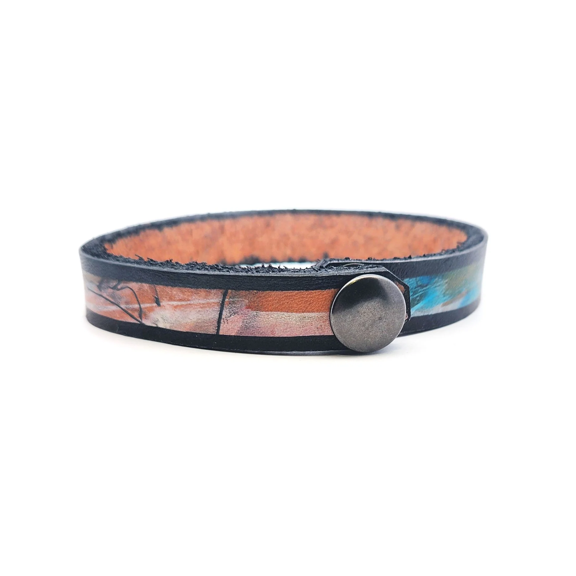1/2" Stripes Leather Bracelet - Image 2