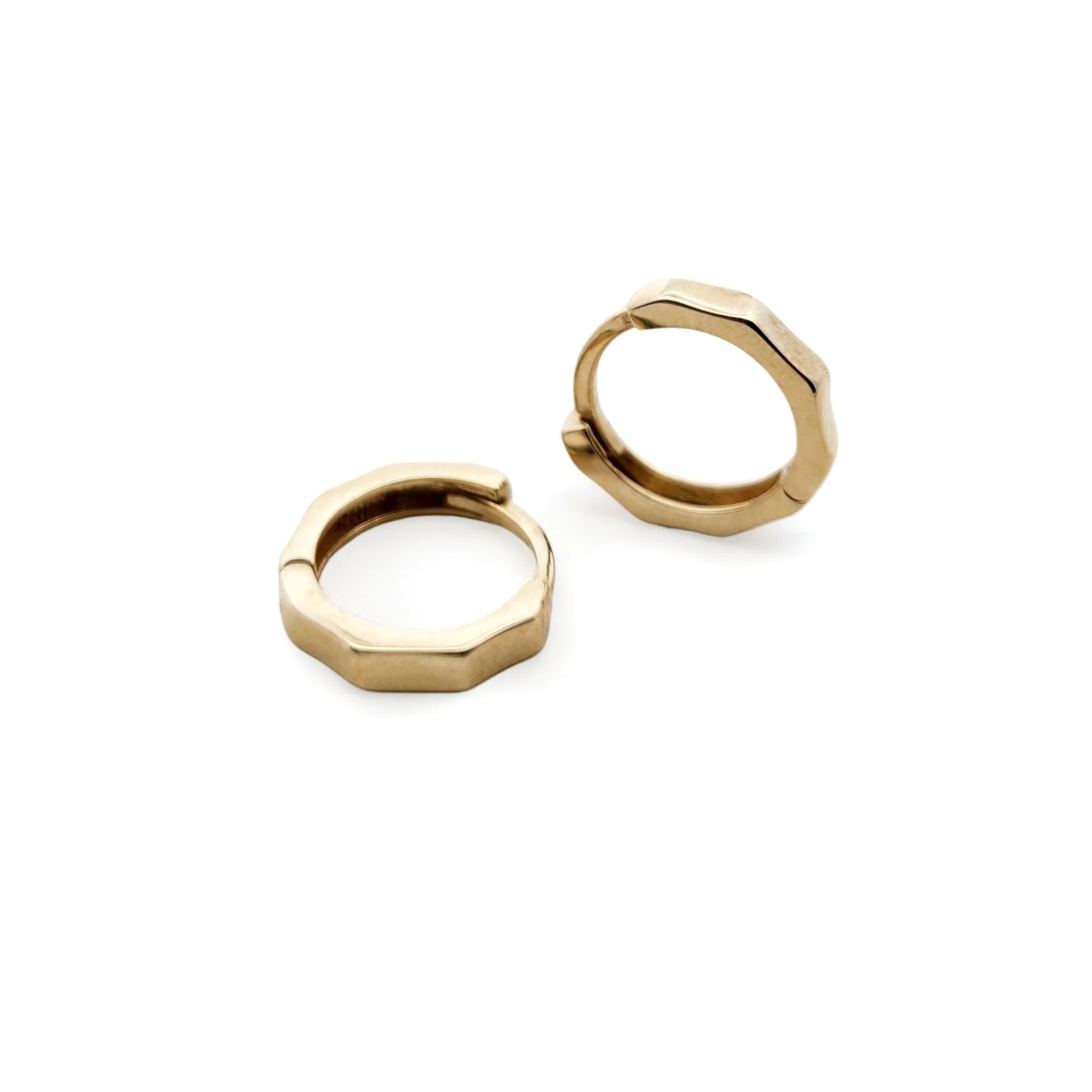 10k Yellow Gold Faceted Hoops