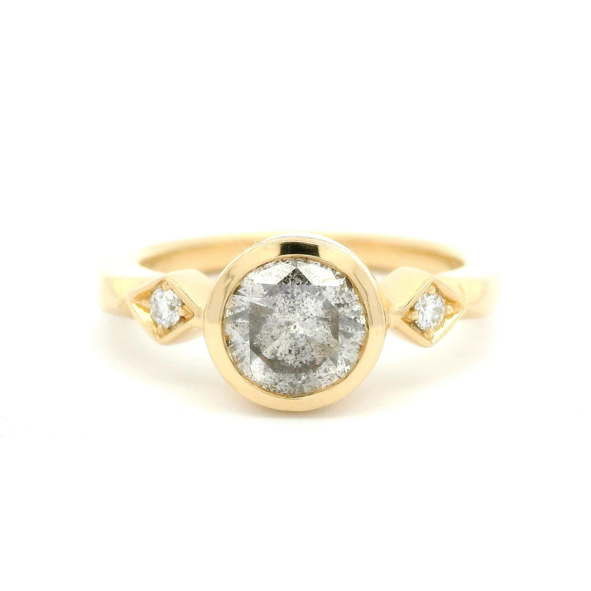 14k Yellow Ring with 0.89ct Salt and Pepper Diamond and Accent Diamonds