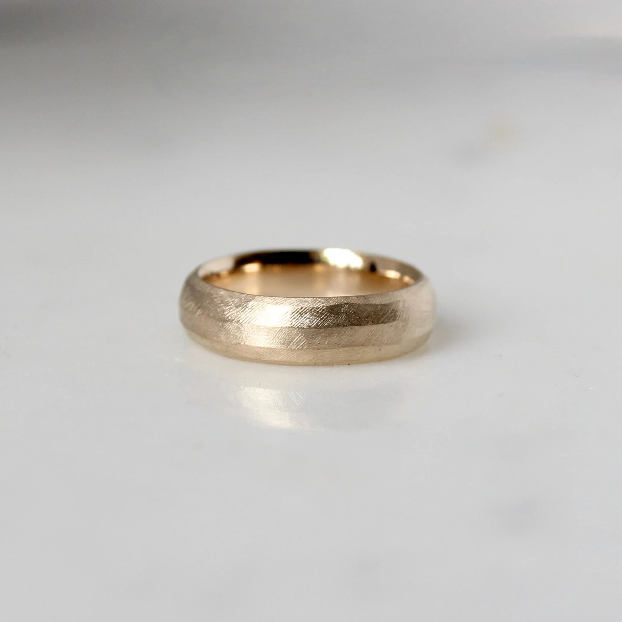 14k Yellow Gold Carved Lines Band