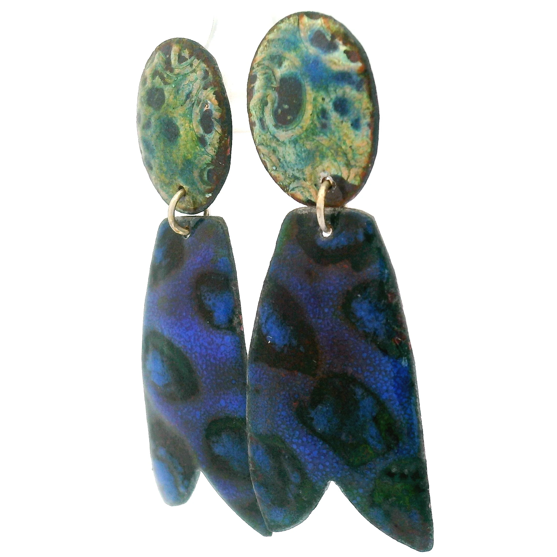 2-Piece Enamel Violet Green Earrings - Image 4