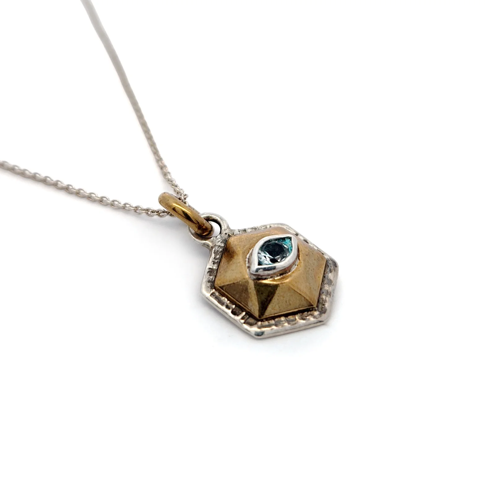 2 Tone Topaz Hexagon Pendant - Image 2