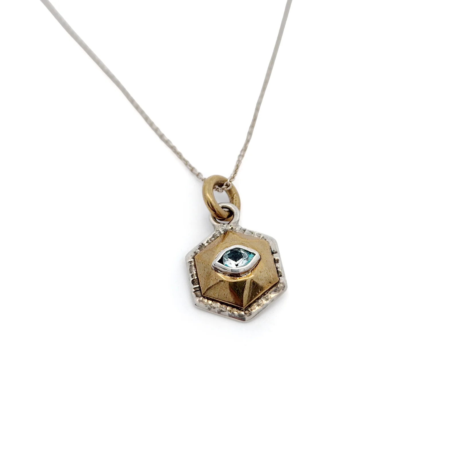 2 Tone Topaz Hexagon Pendant - Image 3