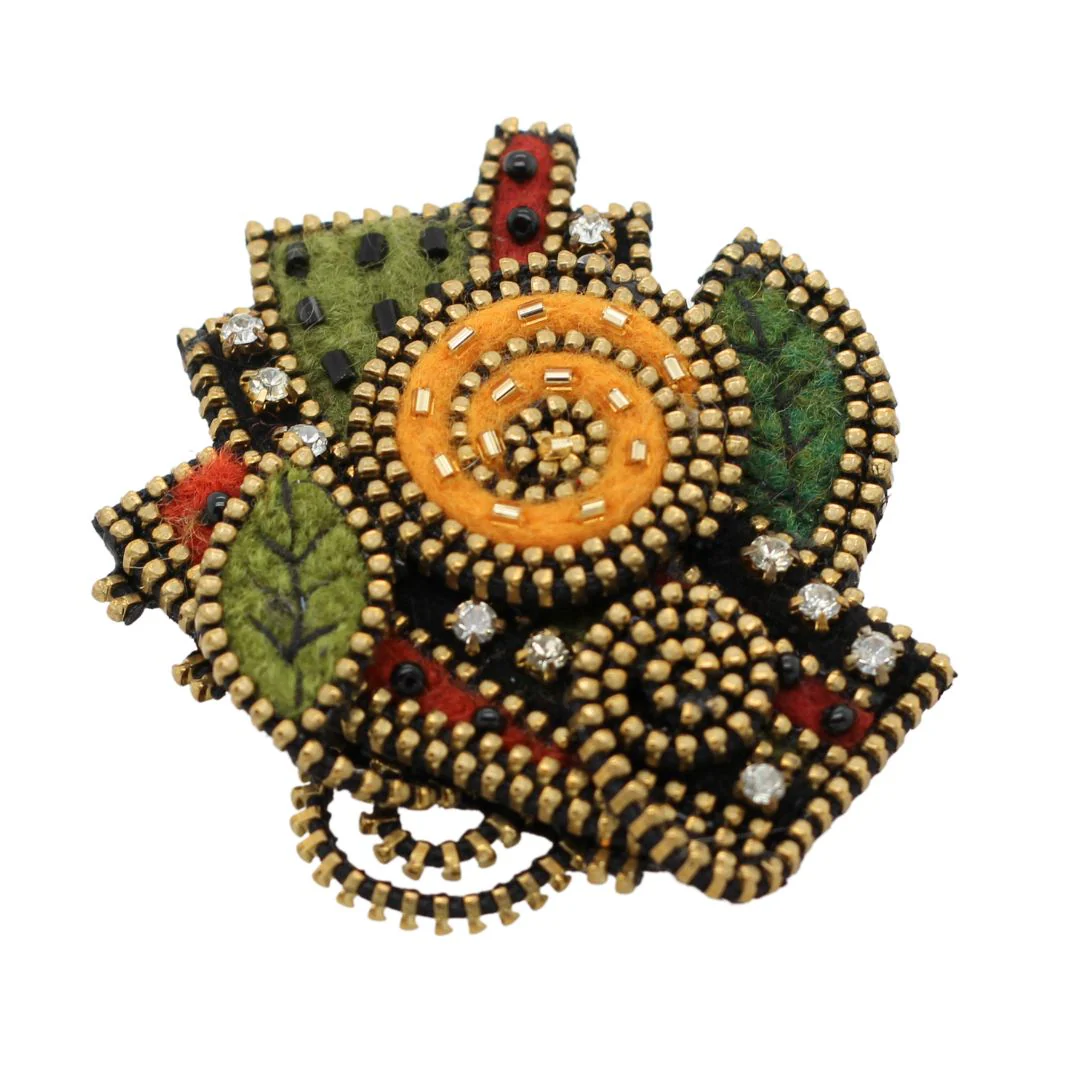 Abstract Swirls & Flowers Arch Brooch - Image 2