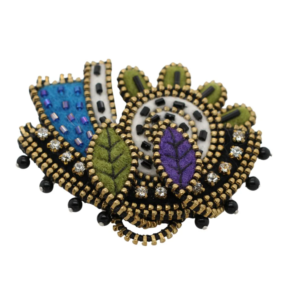 Abstract Swirls & Flowers Arch Brooch - Image 3