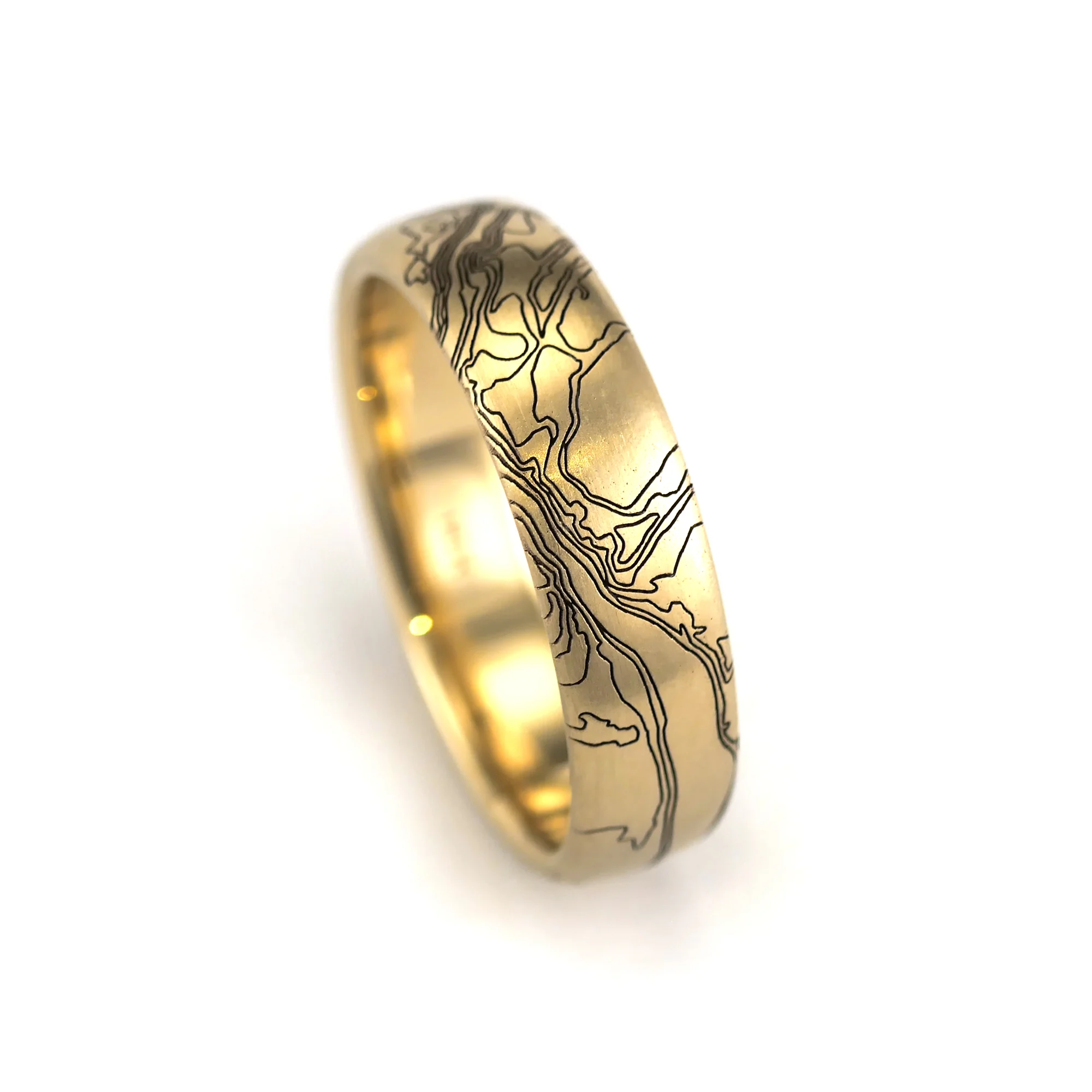 14k Yellow 5.5mm Wide Engraved Elevation Band - Image 2