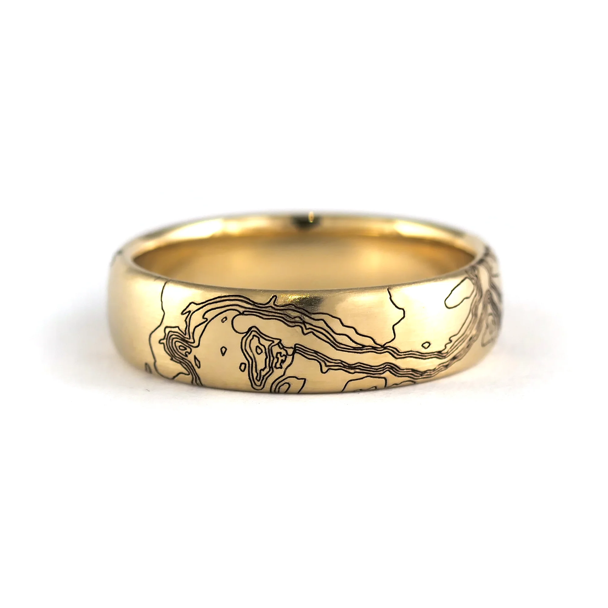 14k Yellow 5.5mm Wide Engraved Elevation Band - Image 3