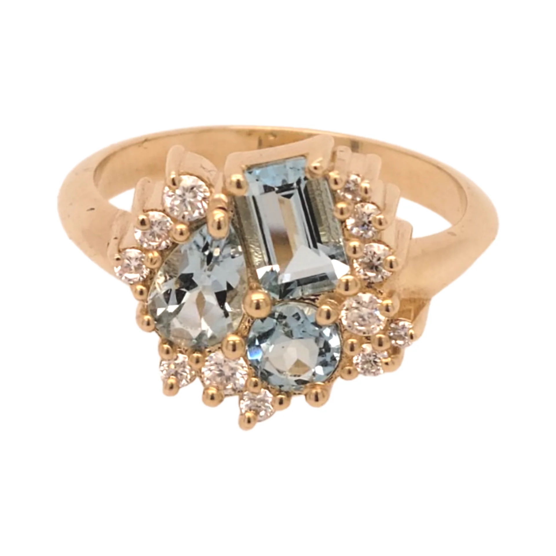 Aquamarine Cluster Engagement Ring