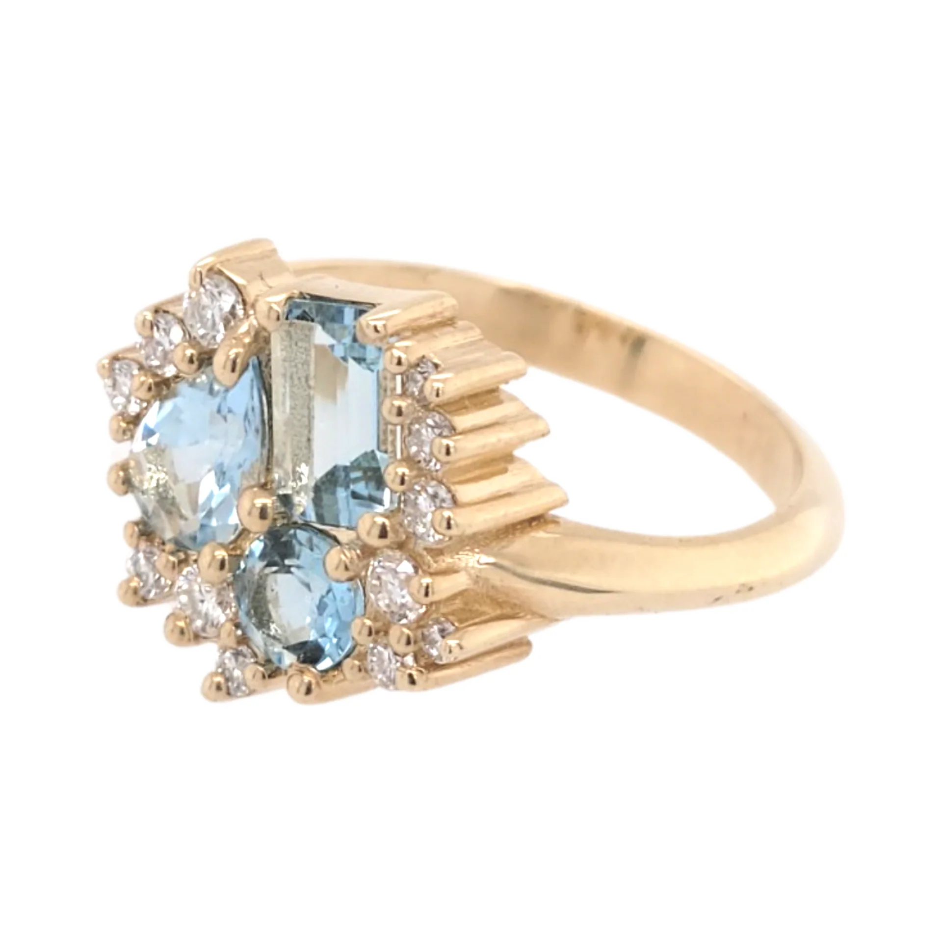 Aquamarine Cluster Engagement Ring - Image 2