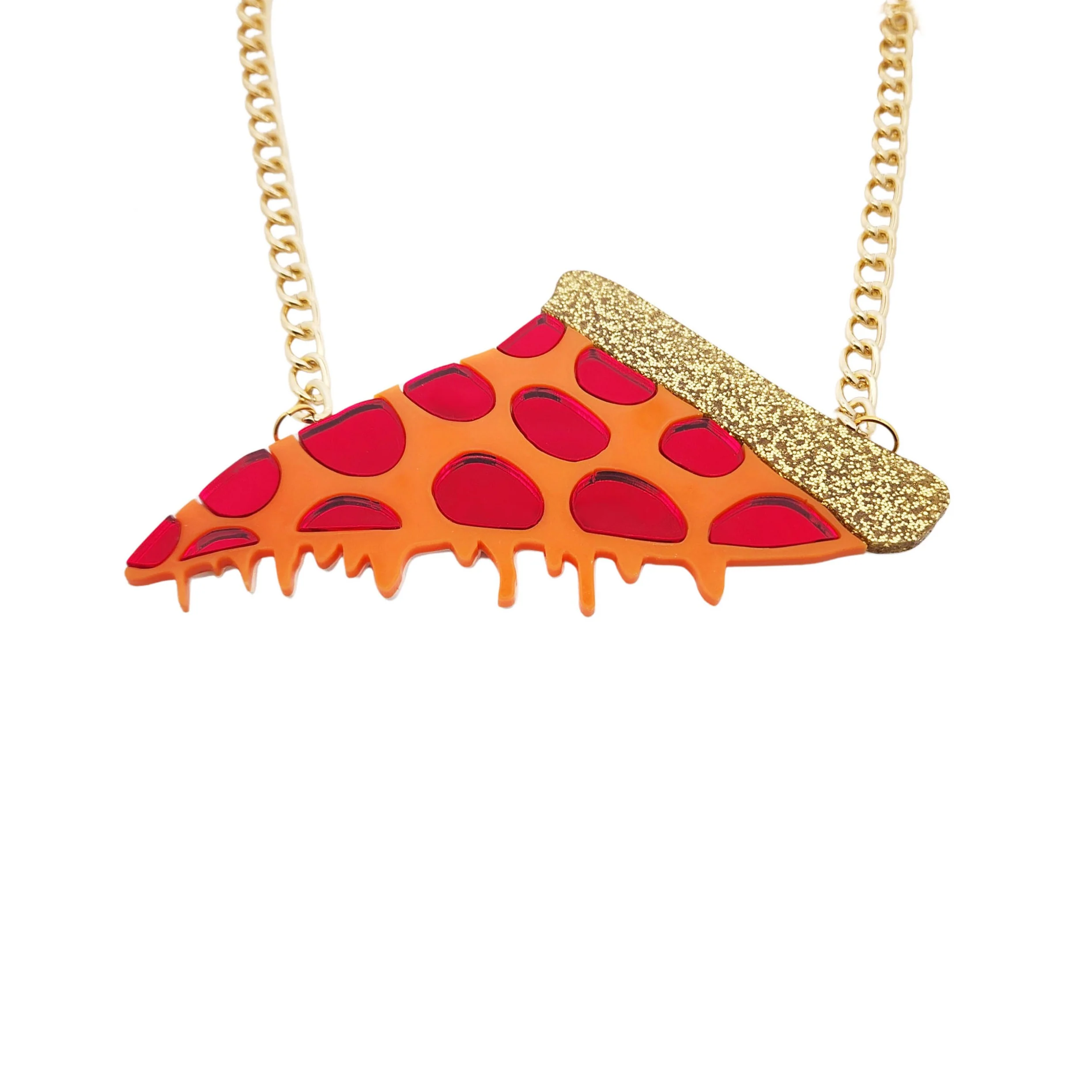 Acrylic Drippy Pizza Necklace