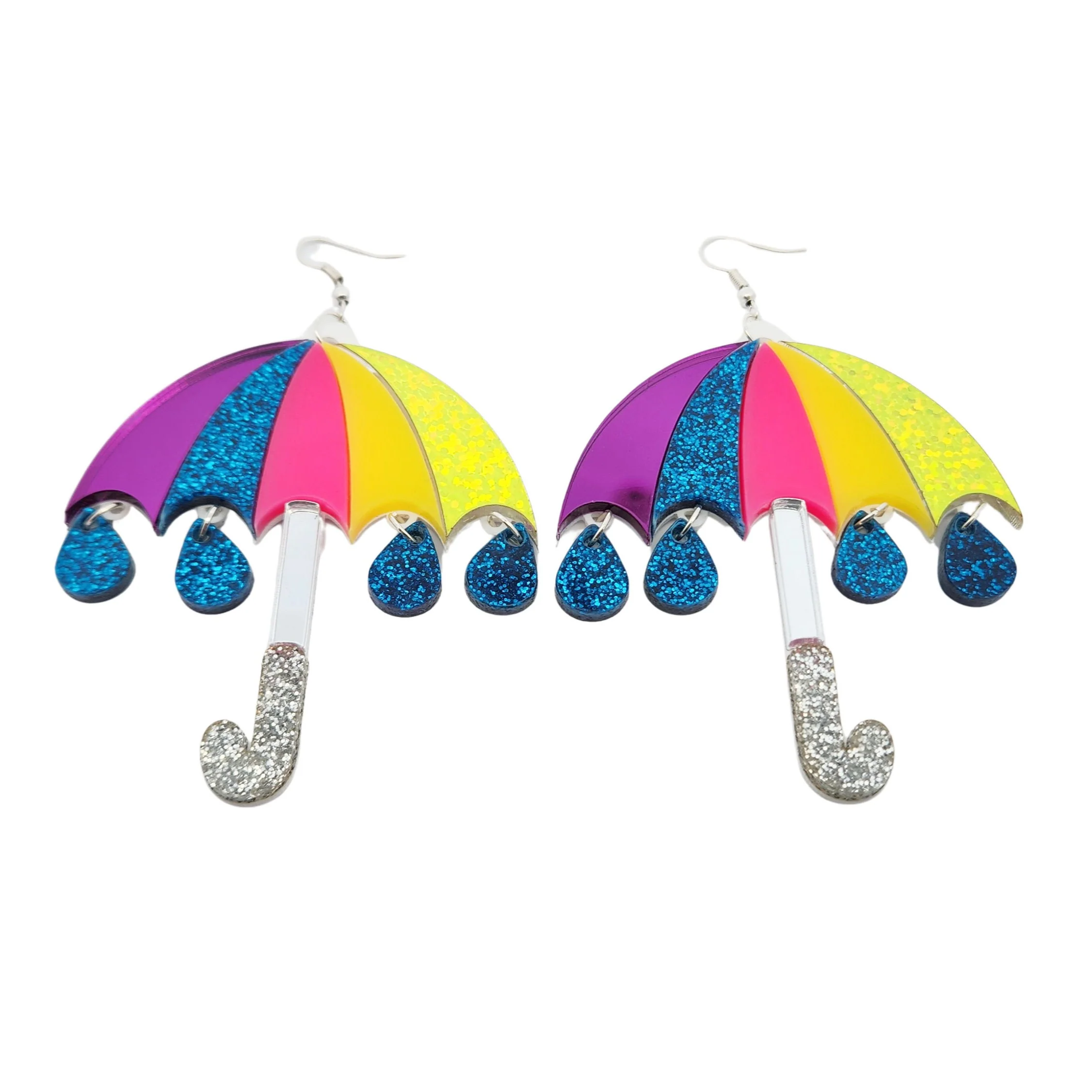 Acrylic Rainbow Umbrella Earrings