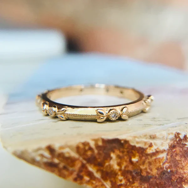 14k Yellow Band with Diamonds - Image 3
