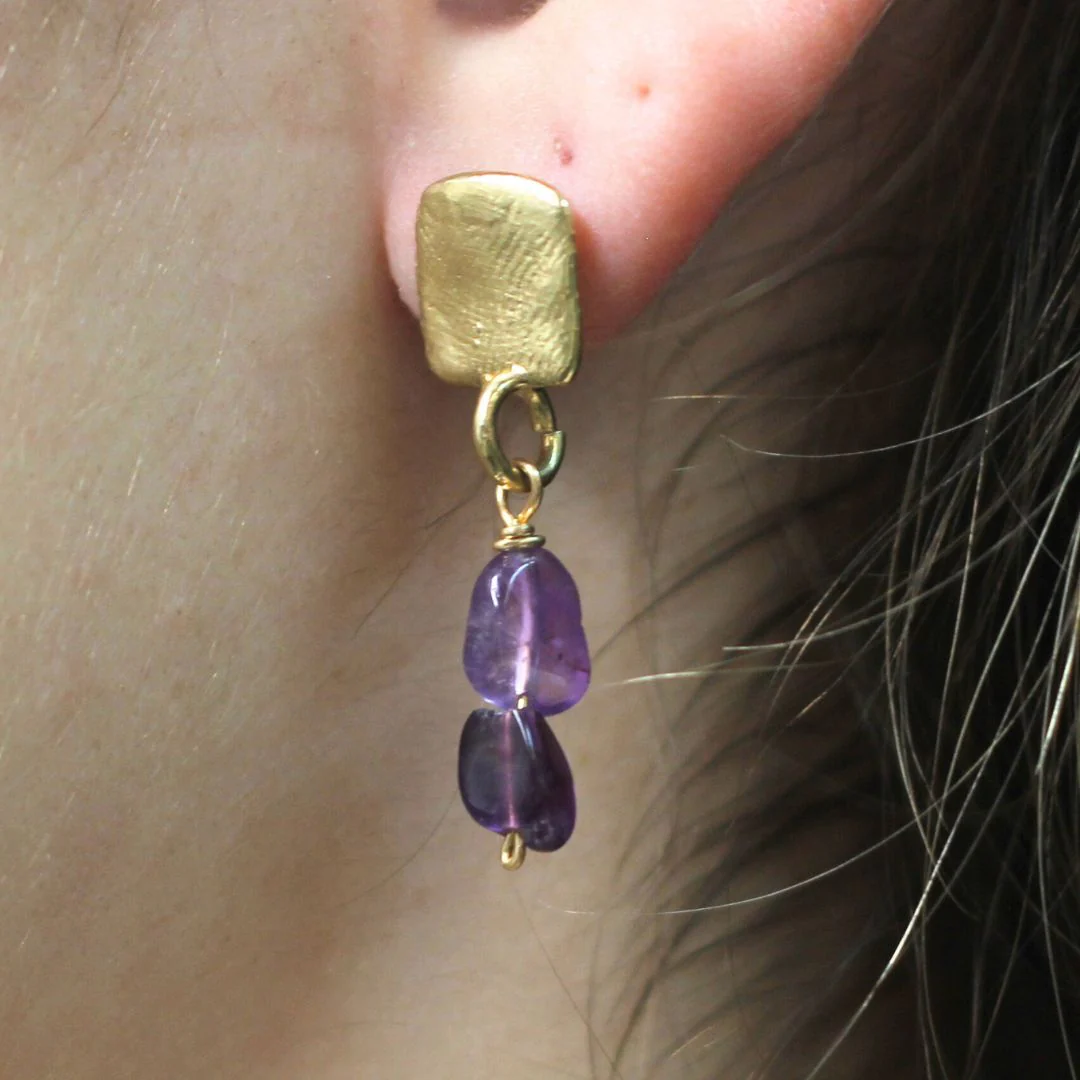 Amethyst Drop Earrings - Image 2
