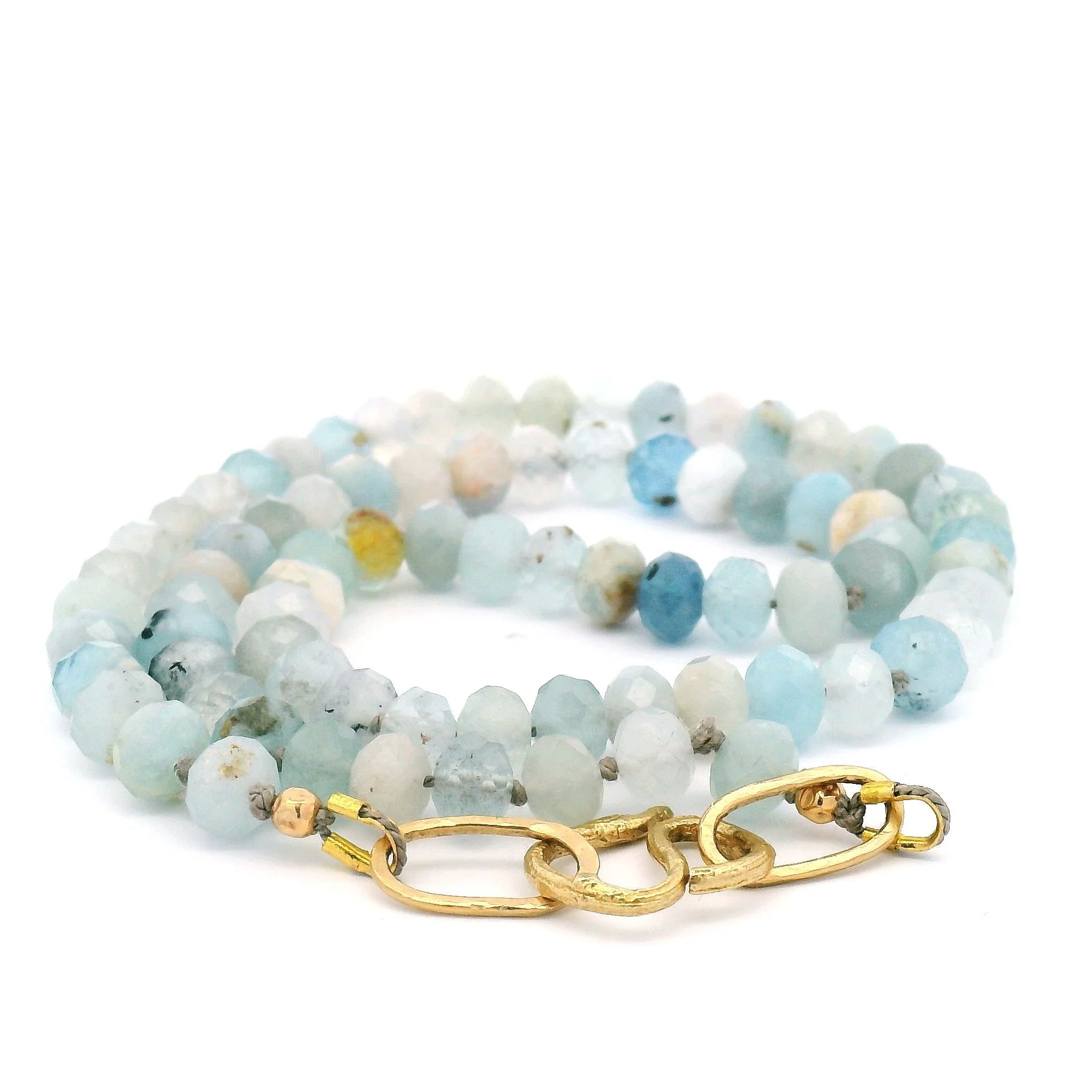 Aquamarine Bronze Beaded Necklace