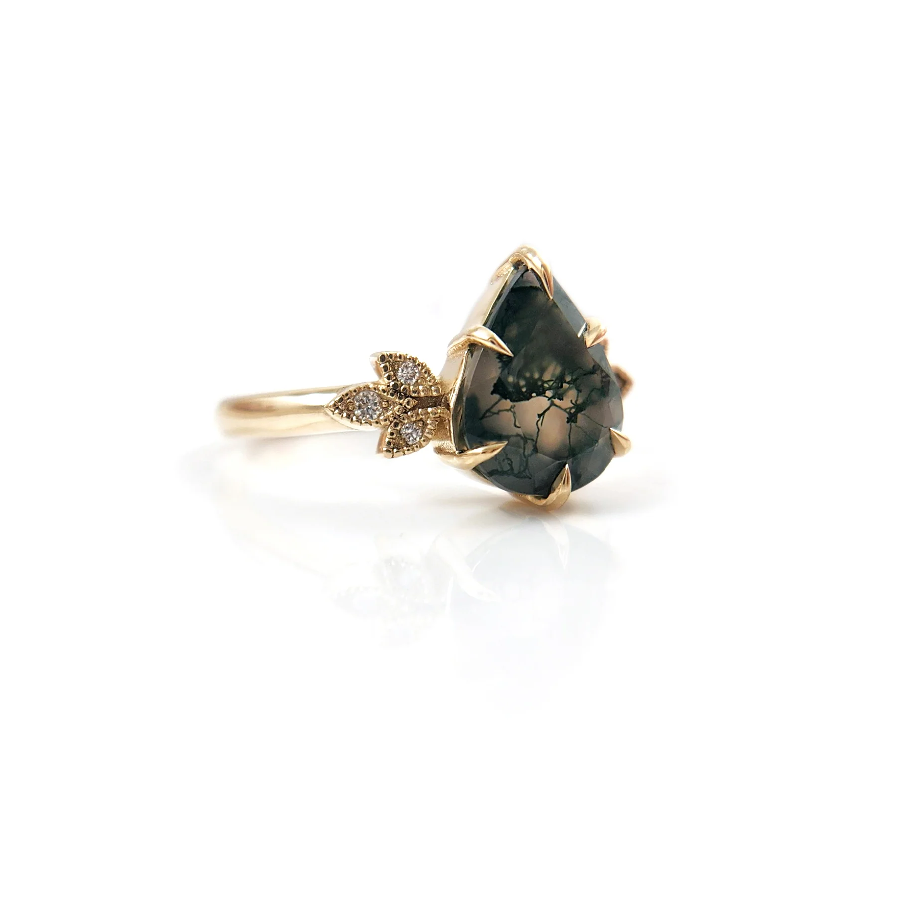 10k Yellow Ring with 1.6ct Moss Agate and Accent Lab-Grown Diamonds - Image 8