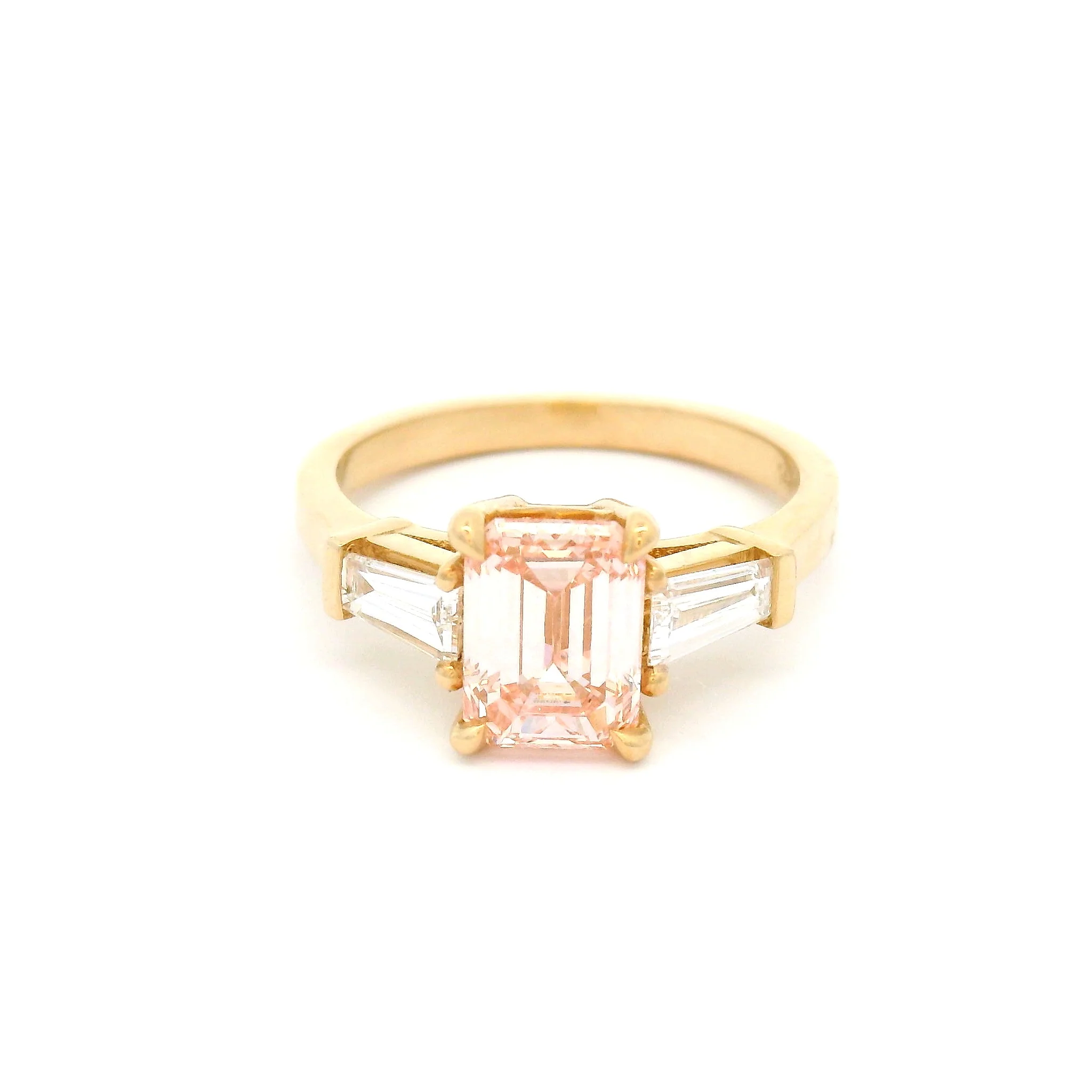 Aida - 14k Yellow Ring with 1.64ct Lab Grown Pink Diamond and Lab Grown Baguettes - Image 3