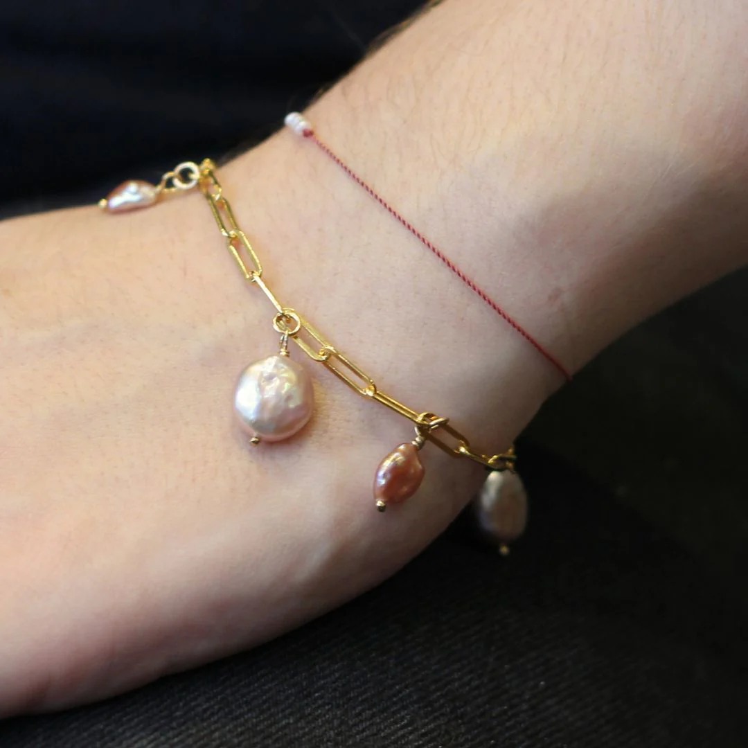 Assorted Pink Pearl Charm Bracelet - Image 2