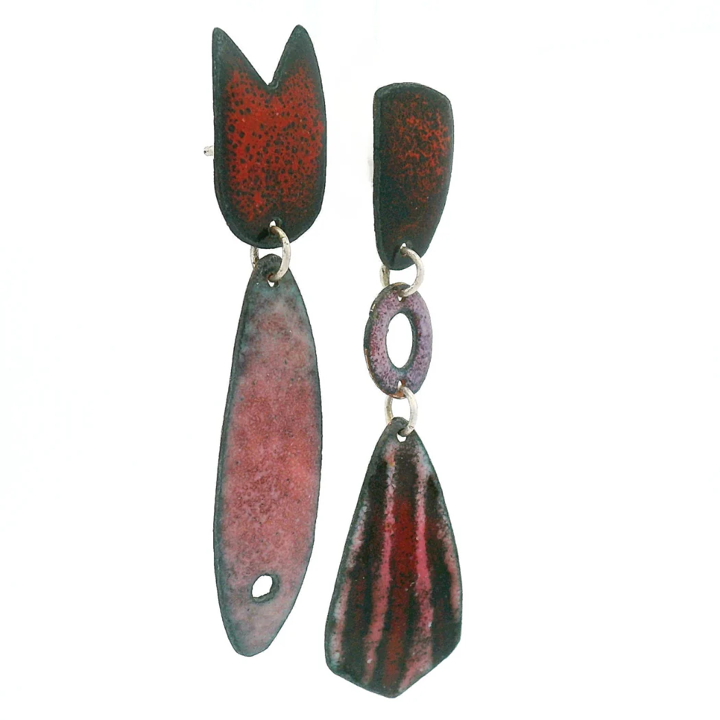 Asymmetrical Enamel Fish Earrings - Image 3