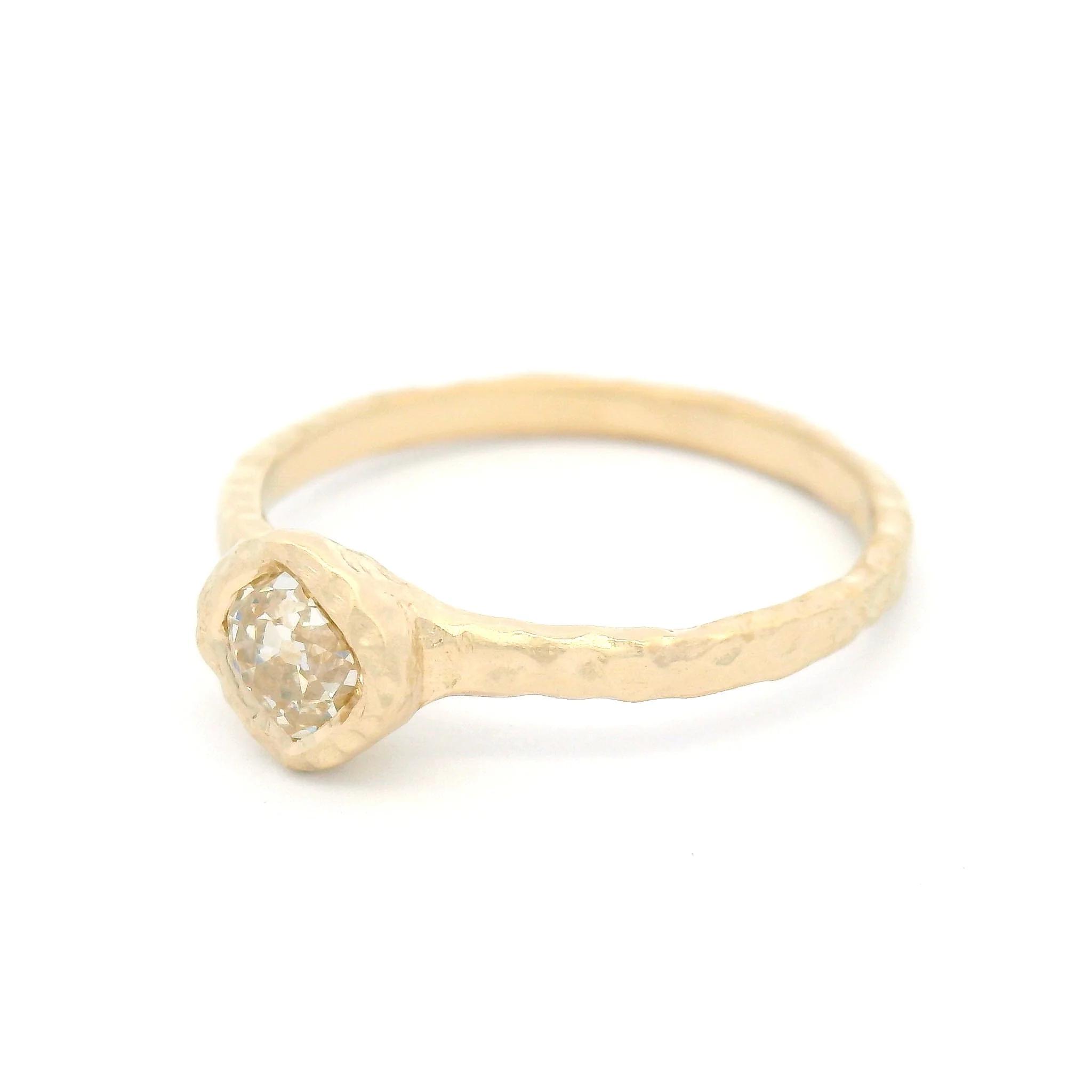 14k Yellow Organic Bezel-Set Solitaire with 0.42ct Old Mine-Cut Diamond - Image 2