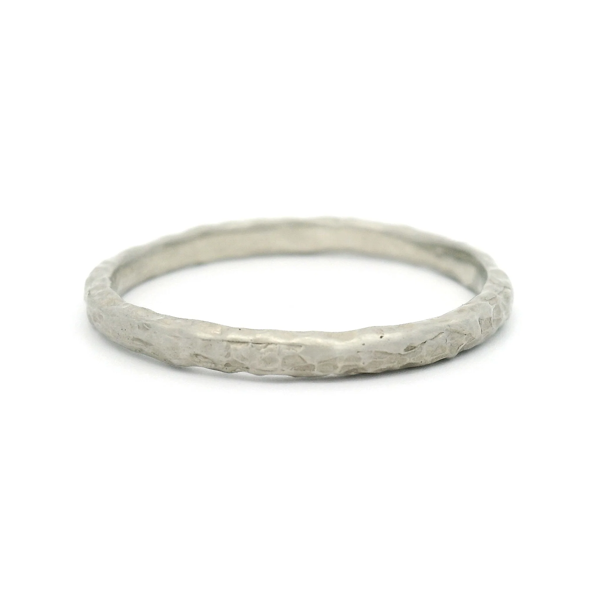 10k White Organic Textured 2mm Wide Band