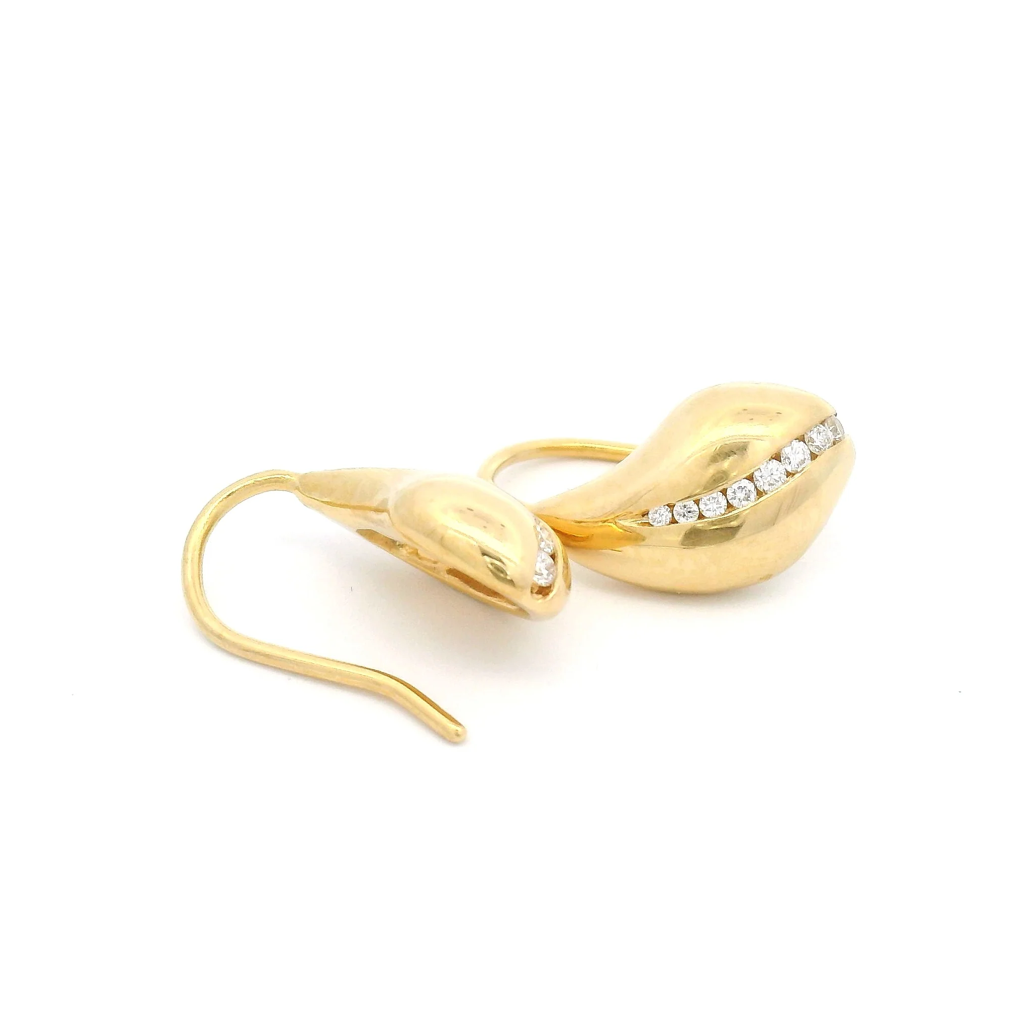 18k Yellow Drop Earring with Channel-Set Diamonds - Image 3