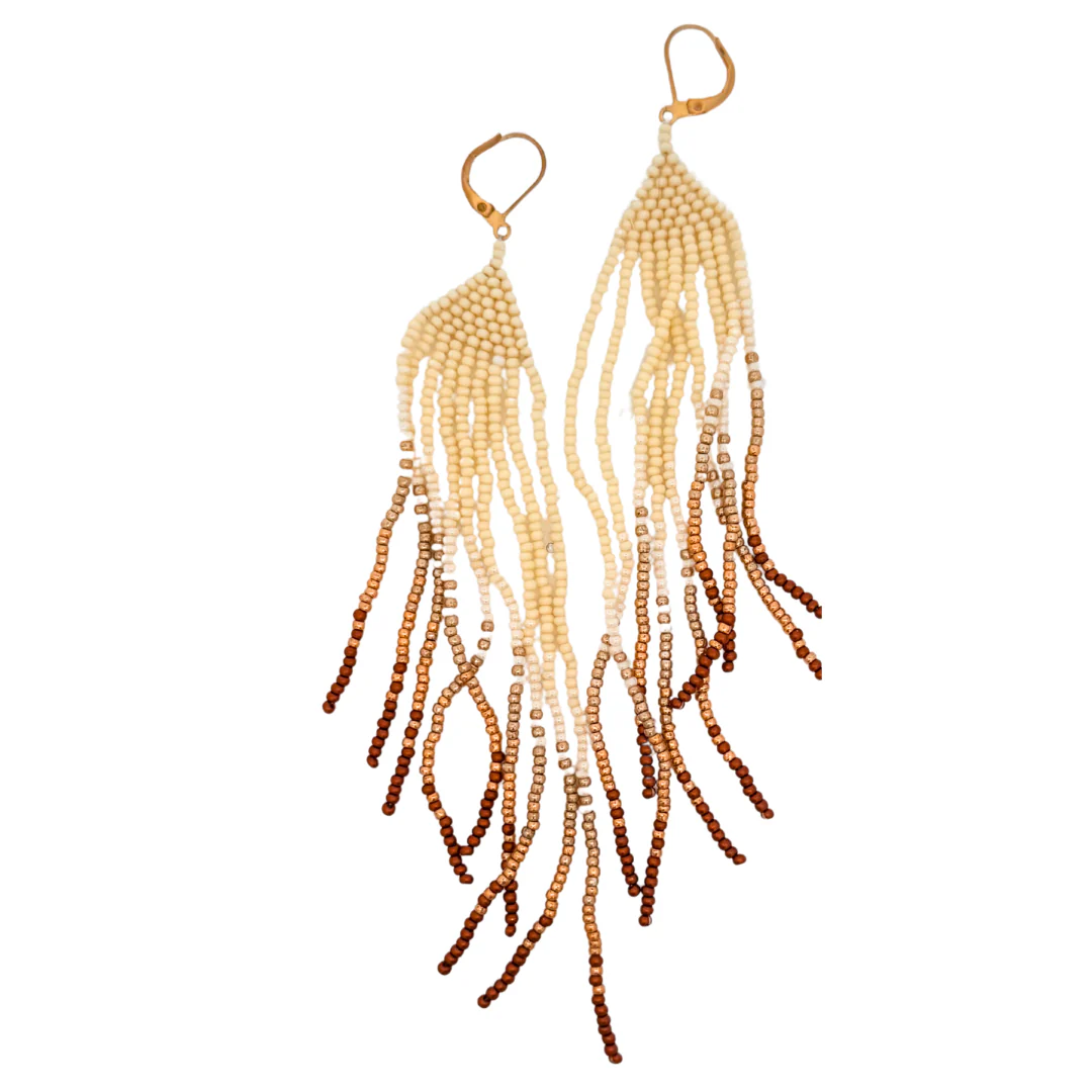 Beige Neutral Beaded Earrings