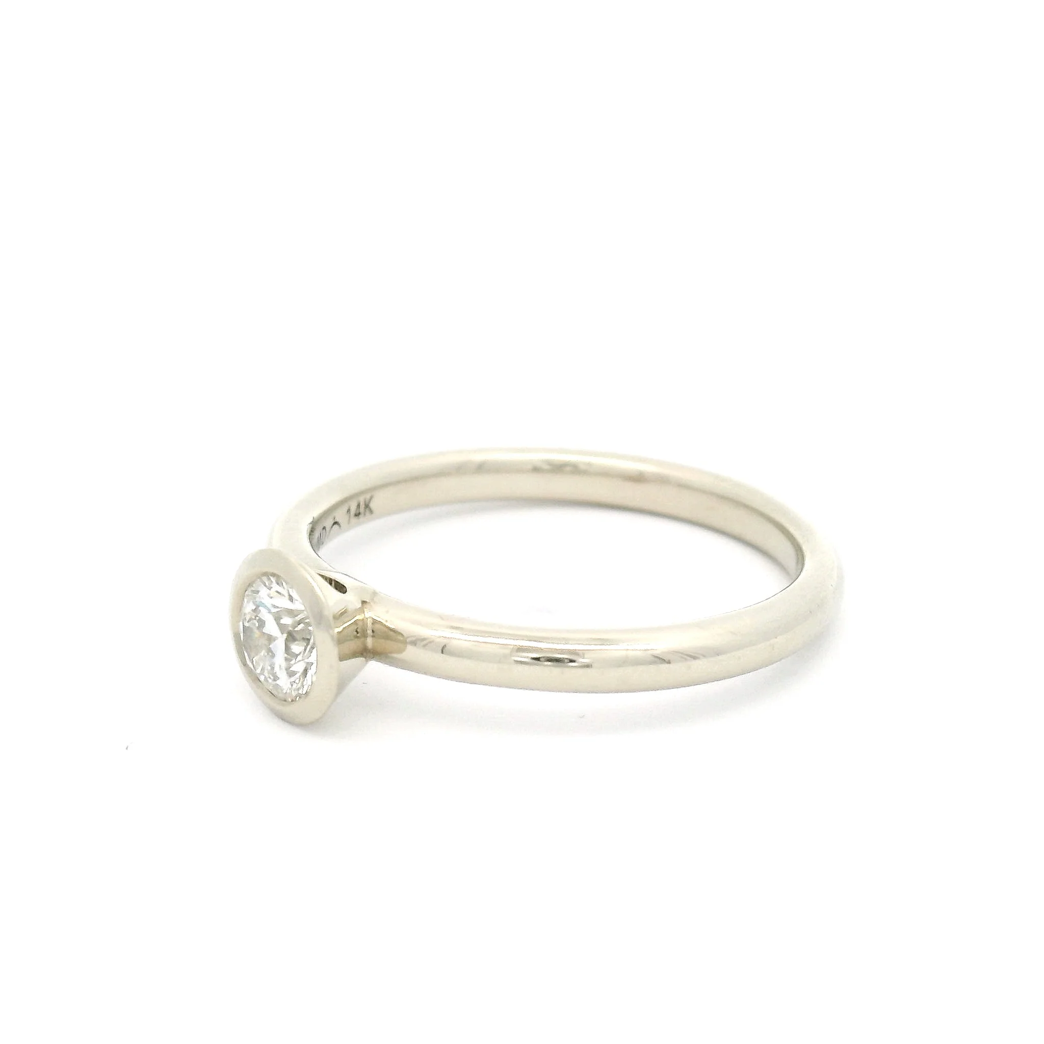14k White Bezel Set Solitaire with 0.31ct Diamond - Image 2