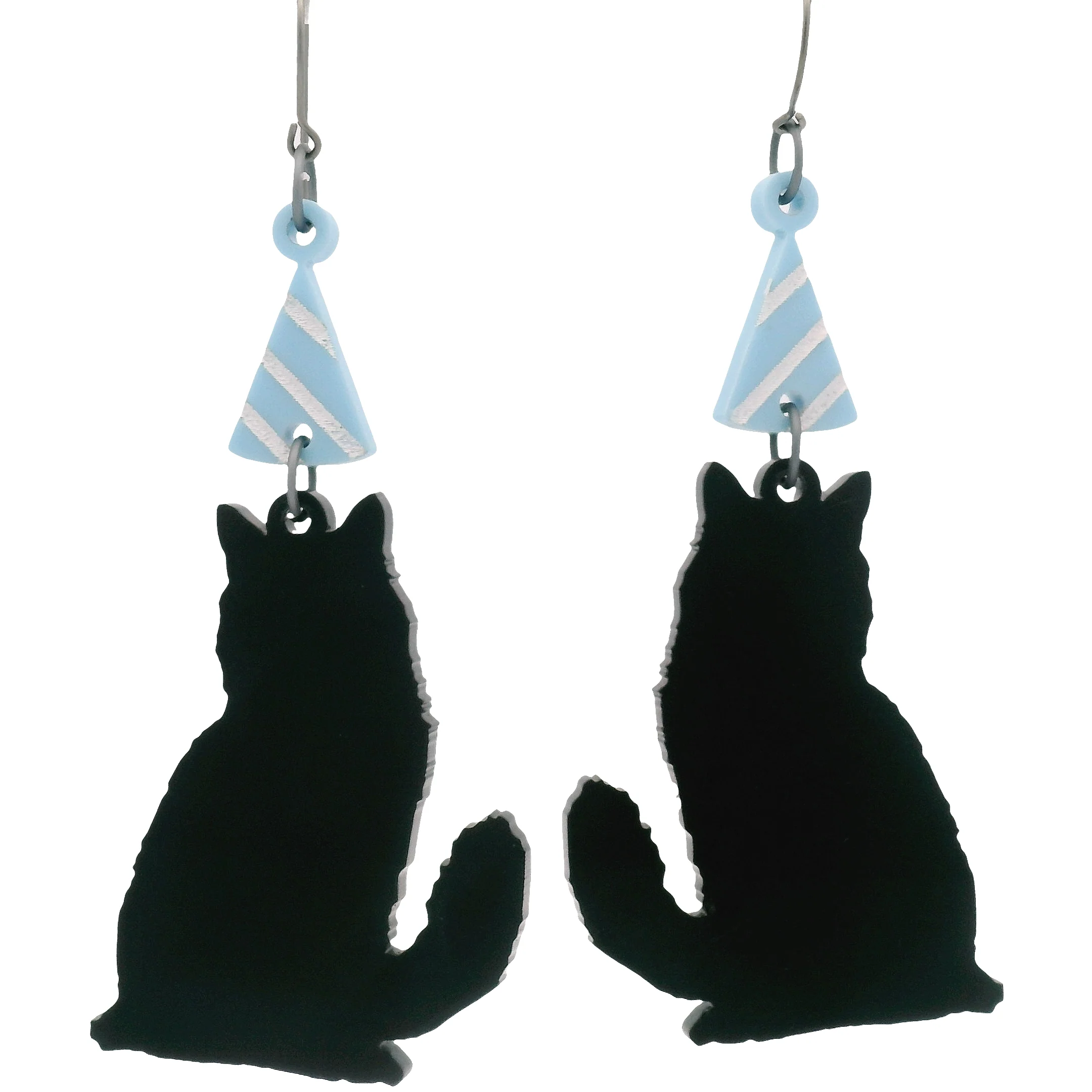 Black Cat Birthday Hat Earrings