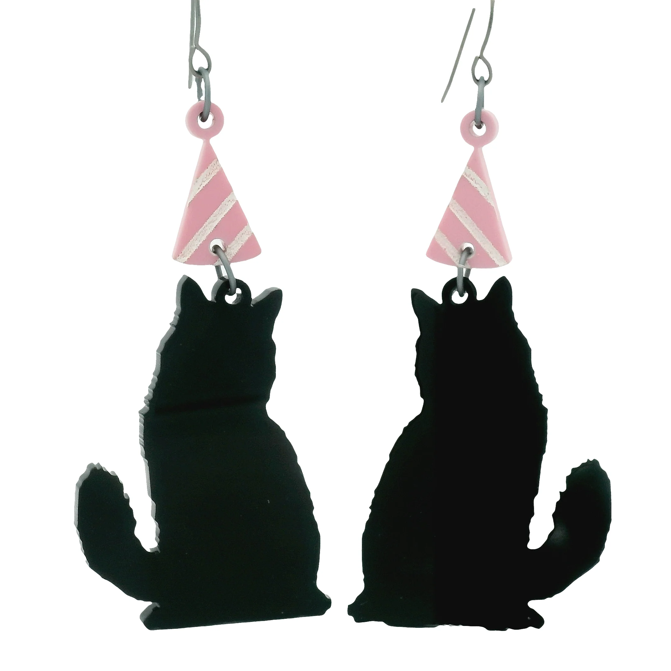 Black Cat Birthday Hat Earrings - Image 3