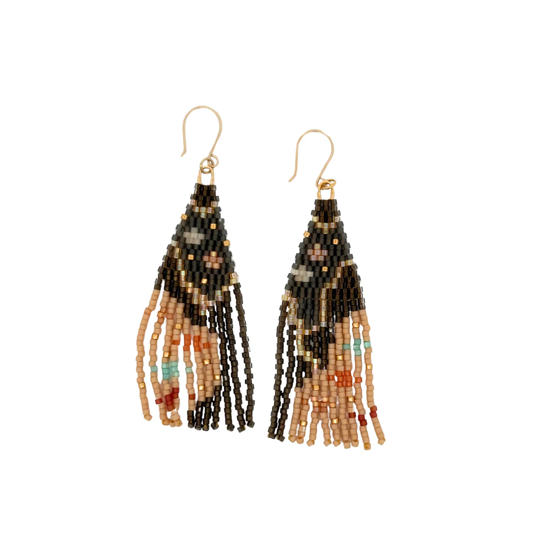 Black & Cream Multi-Bead Earrings