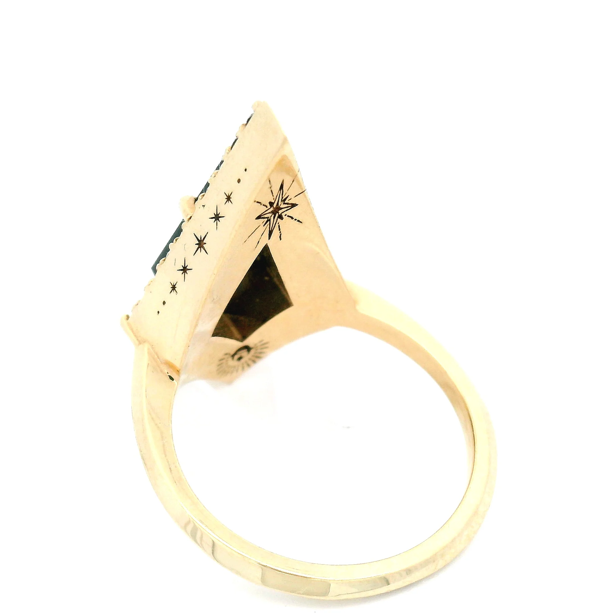10k Yellow Engagement Ring with 0.90ct Black Spinel and Accent Diamonds - Image 4