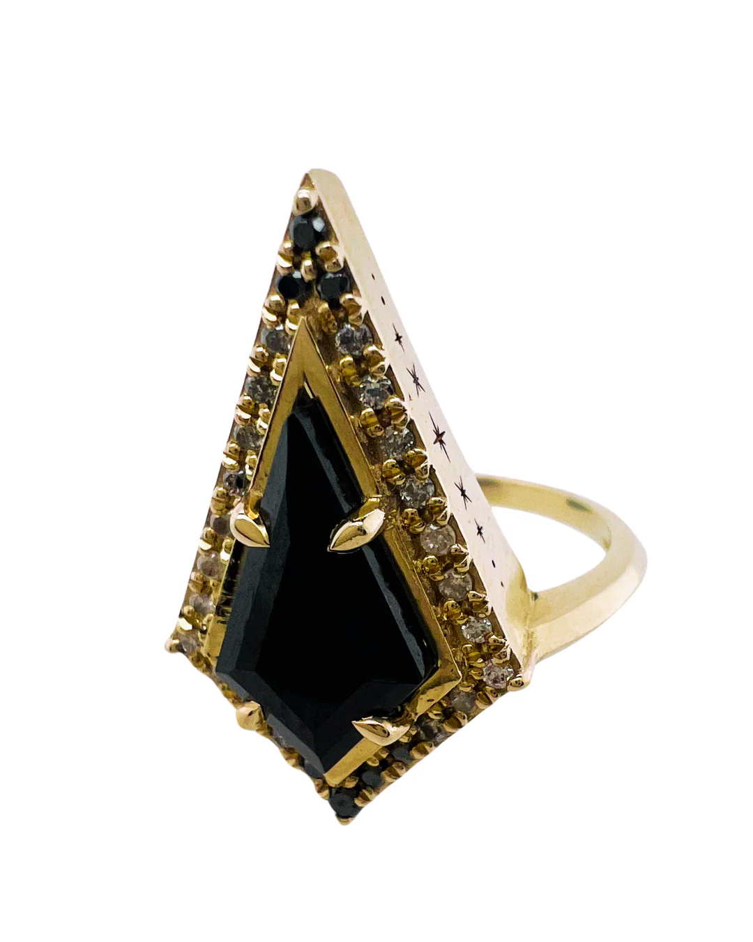 10k Yellow Engagement Ring with 0.90ct Black Spinel and Accent Diamonds - Image 8