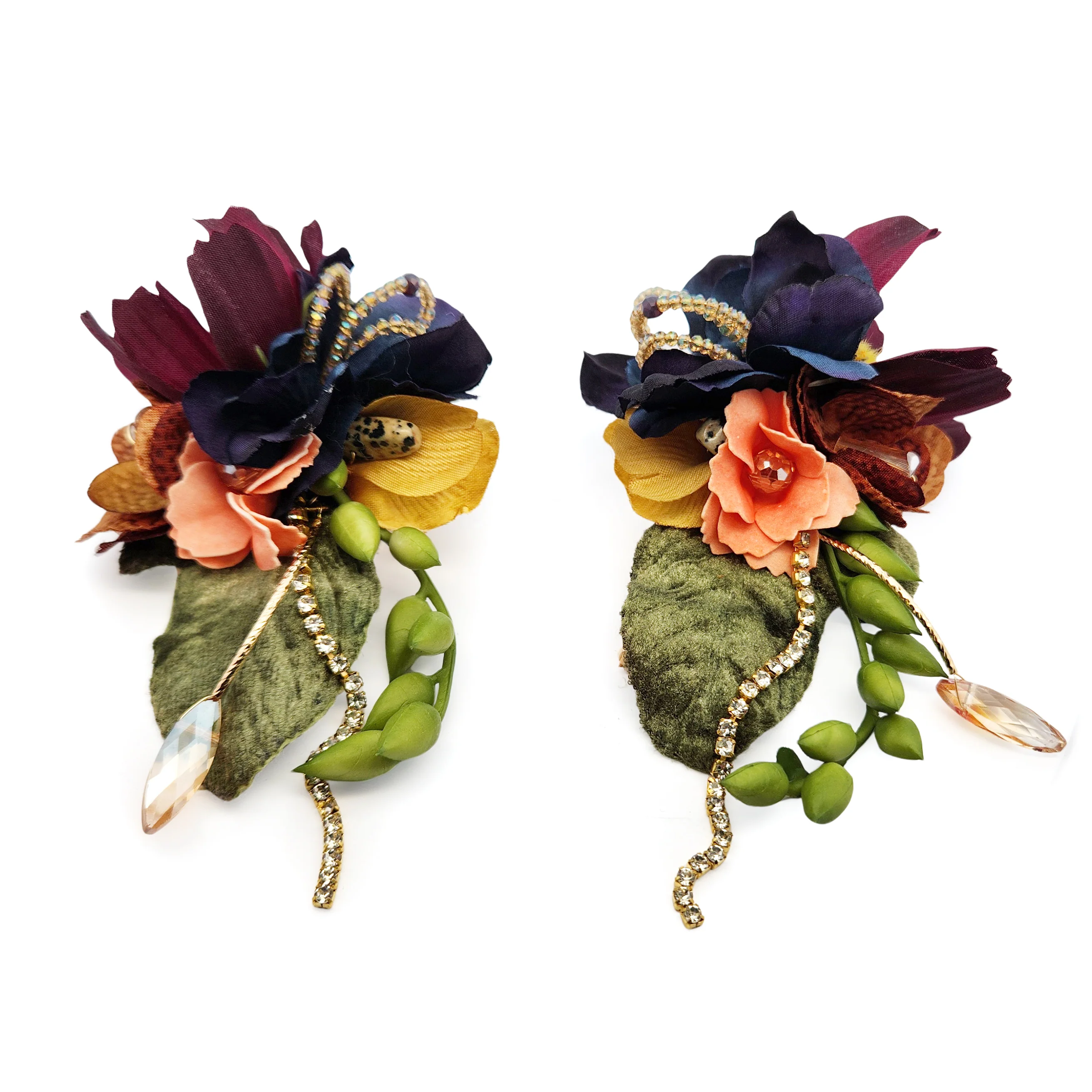 Blue & Purple Garden Party Flower Earrings