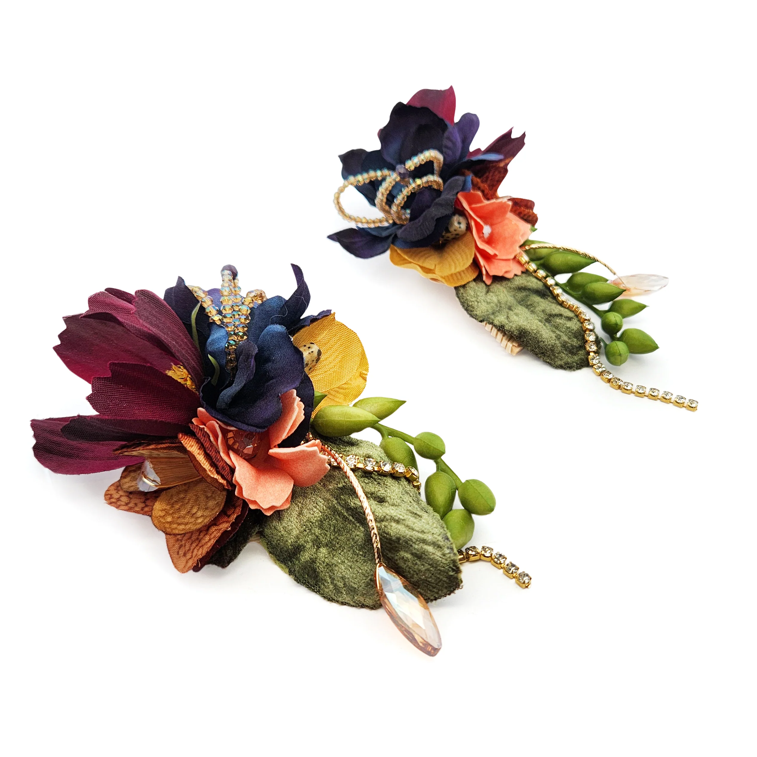 Blue & Purple Garden Party Flower Earrings - Image 2