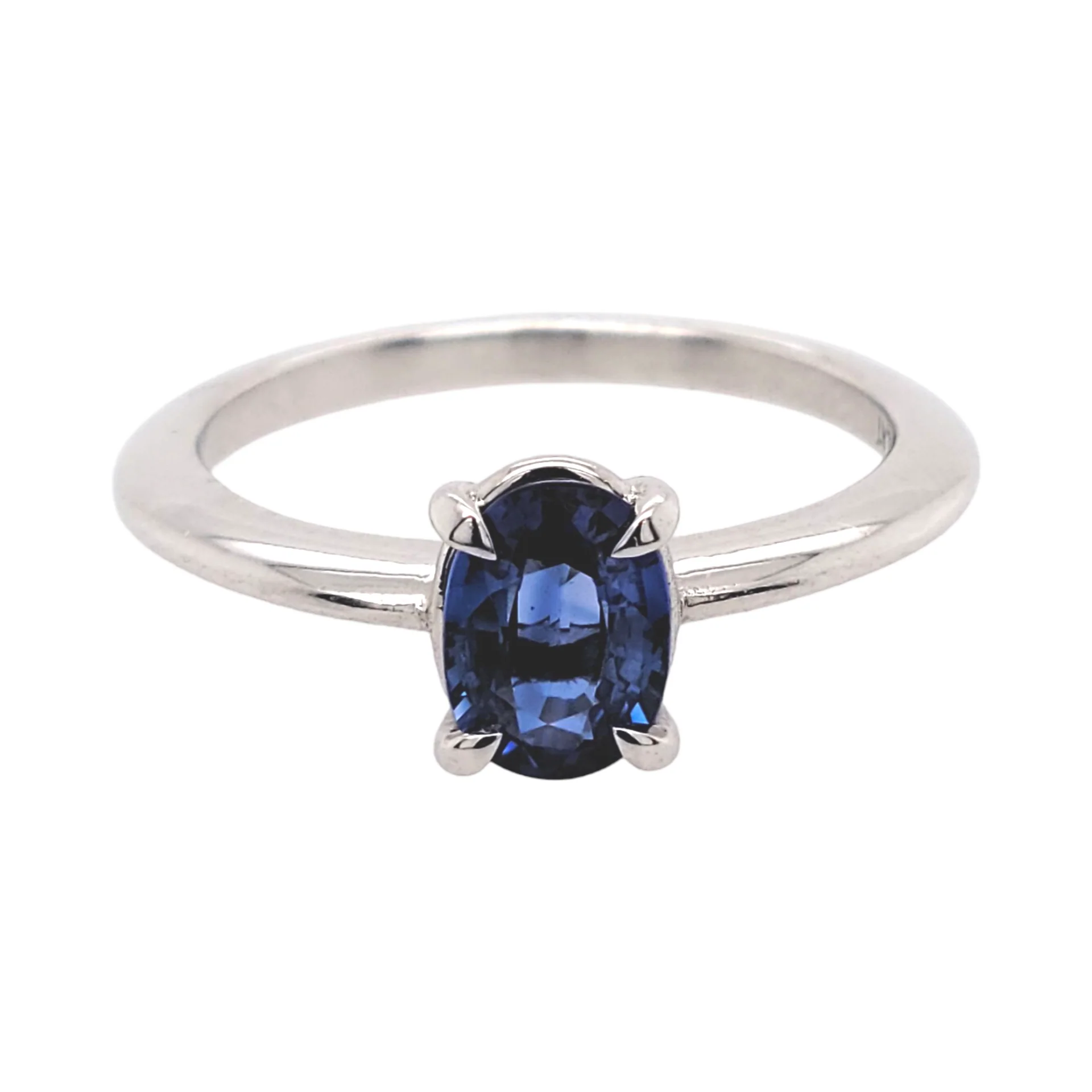 Platinum Solitaire with 1.01ct Natural Oval Blue Sapphire - Image 3