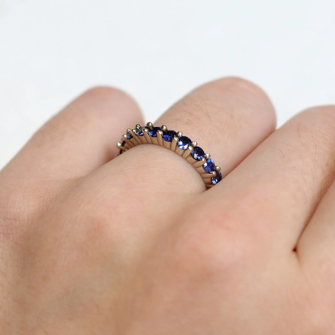 Blue Sapphire Half-Eternity Band - Image 4