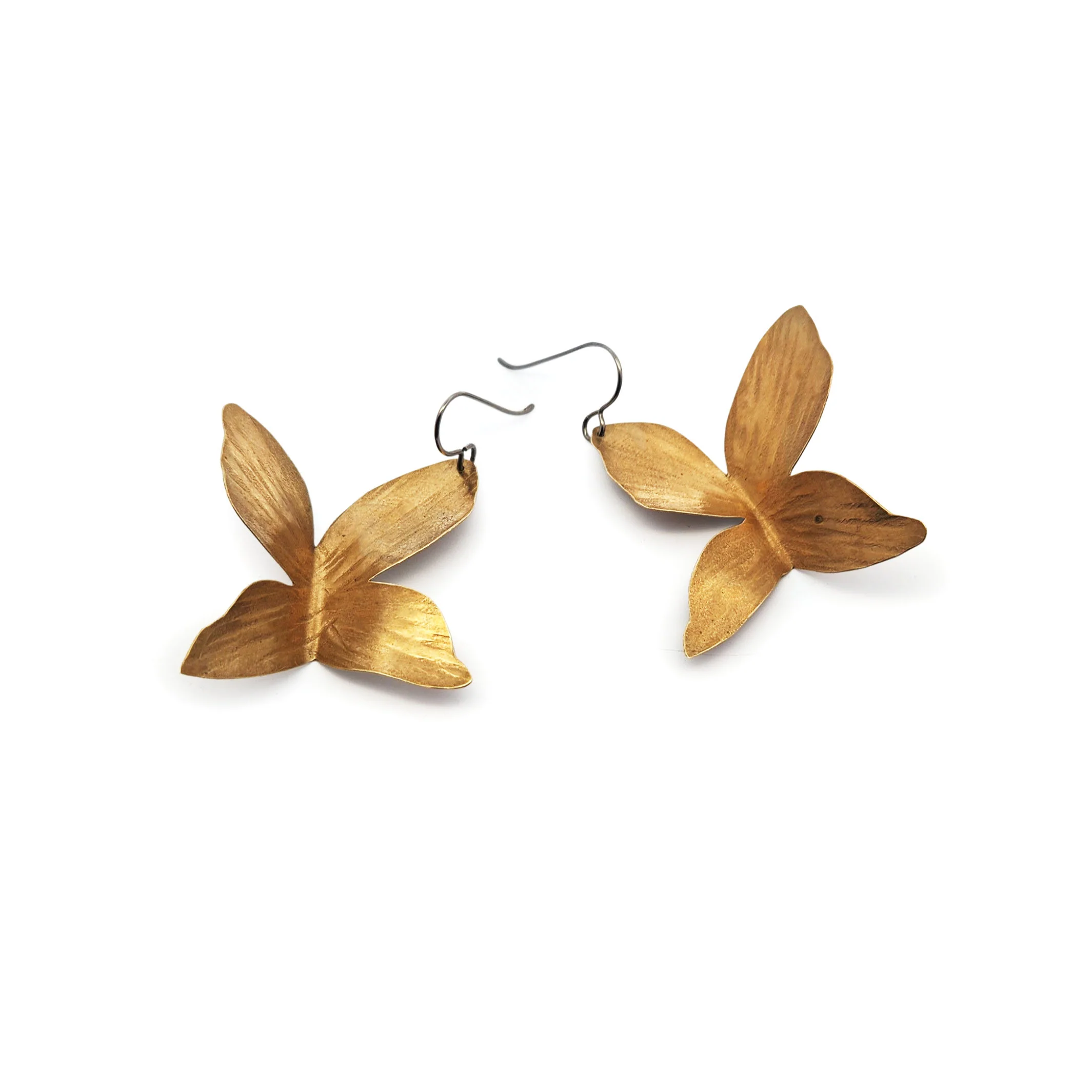 Brass Butterfly Drop Earrings