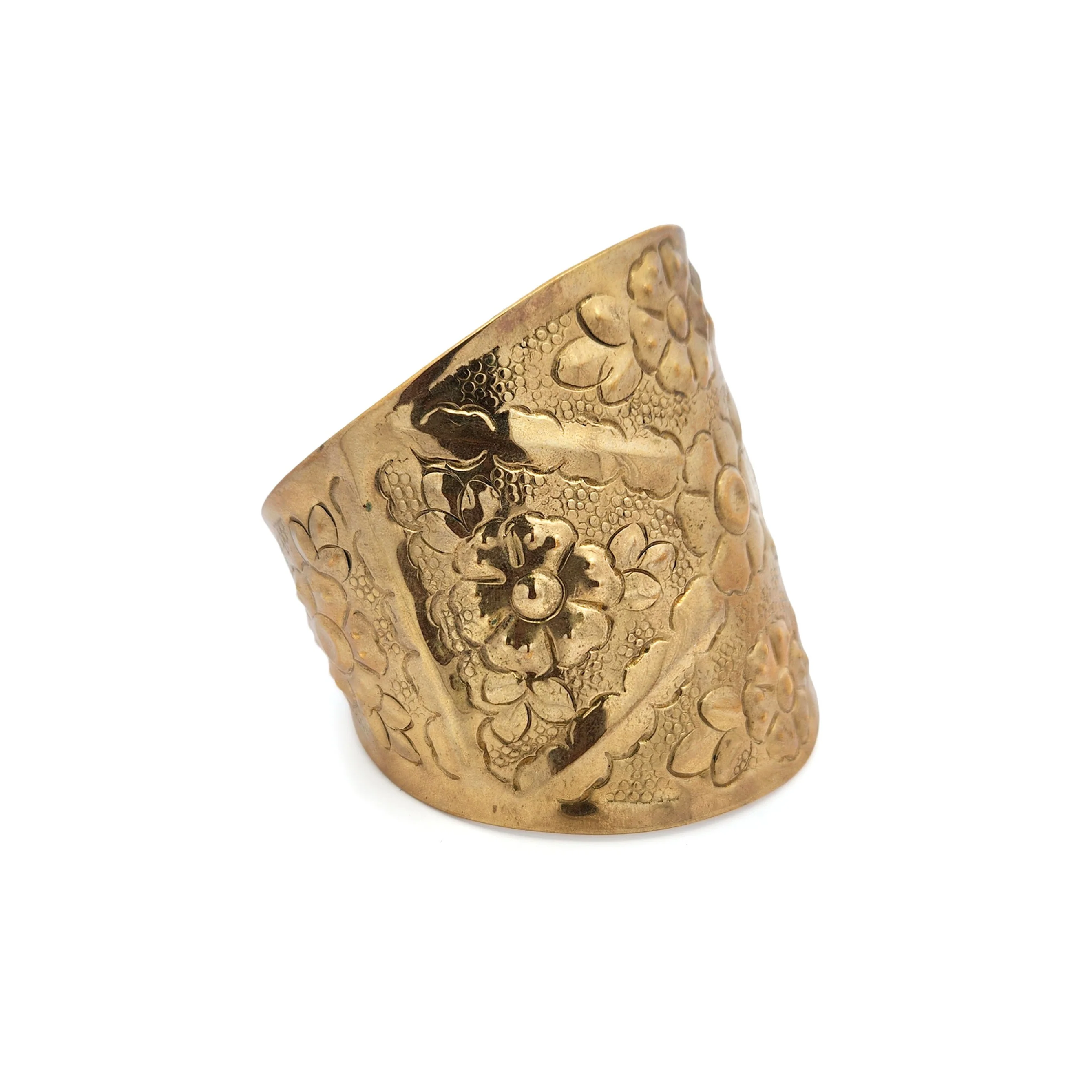 Brass Floral Cuff Bracelet - Image 3