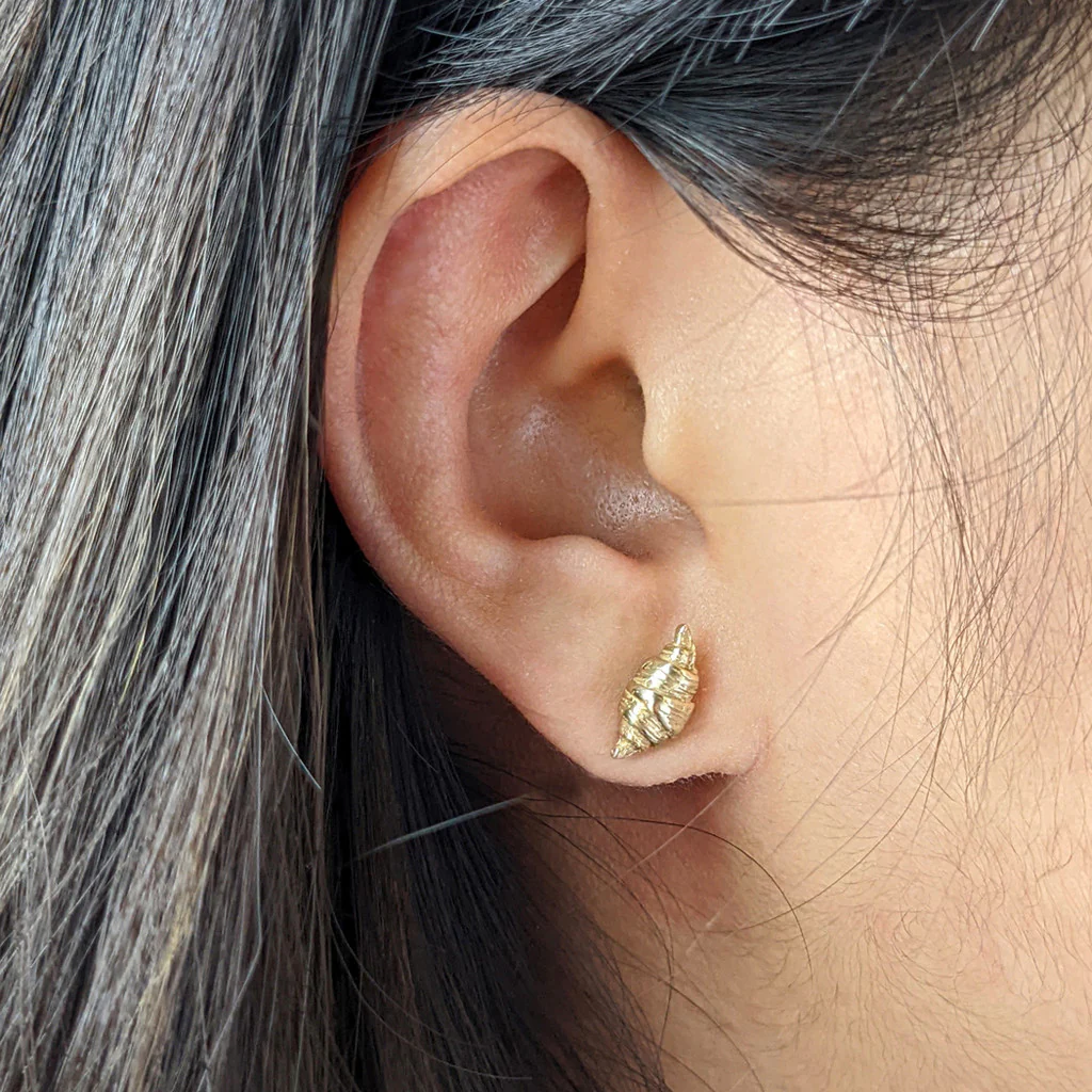Bronze Croissant Stud Earrings - Image 3