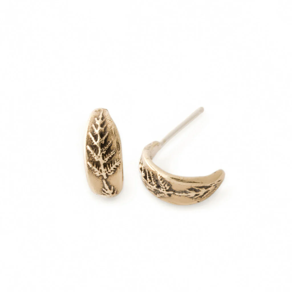 Bronze Fern Huggy Earrings