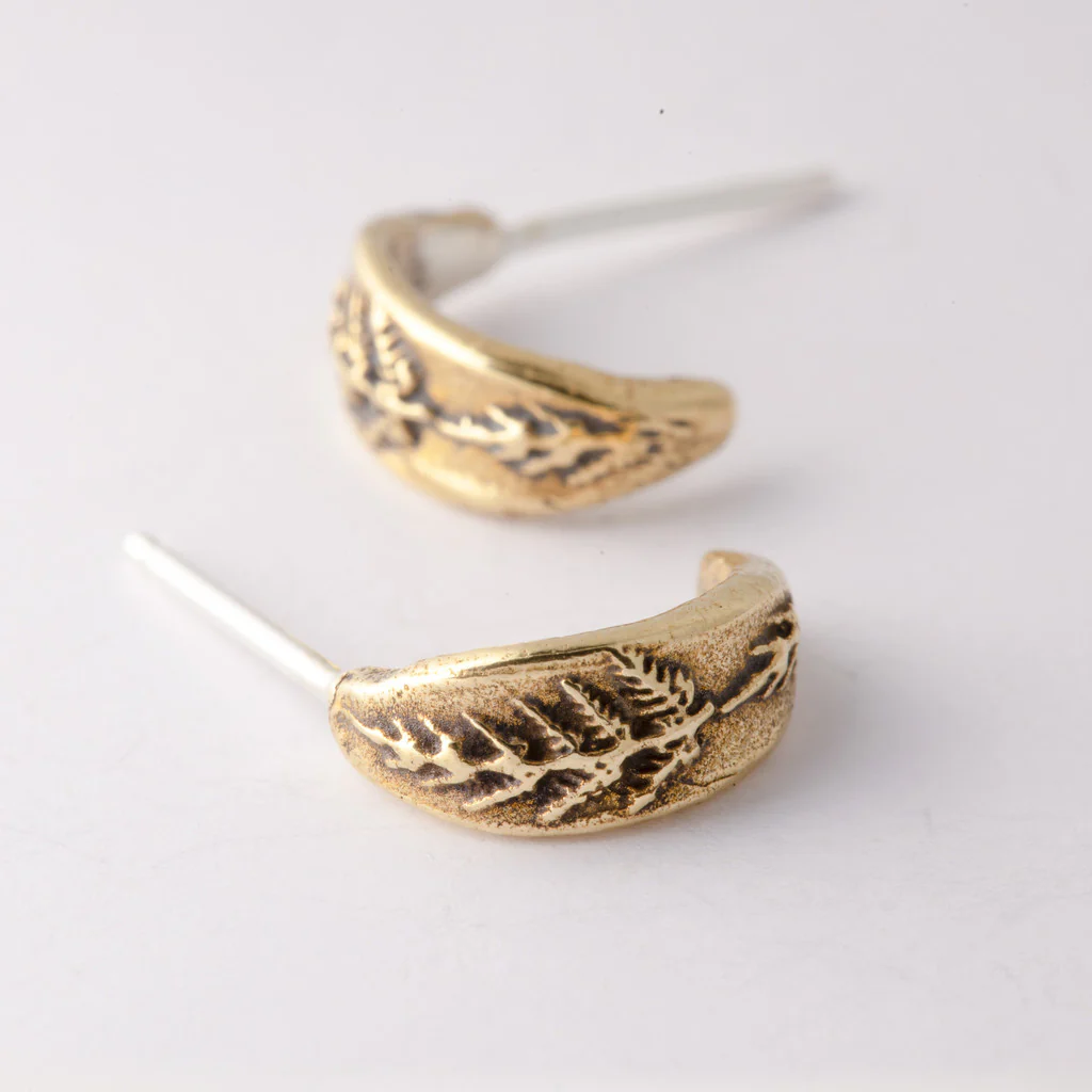 Bronze Fern Huggy Earrings - Image 2