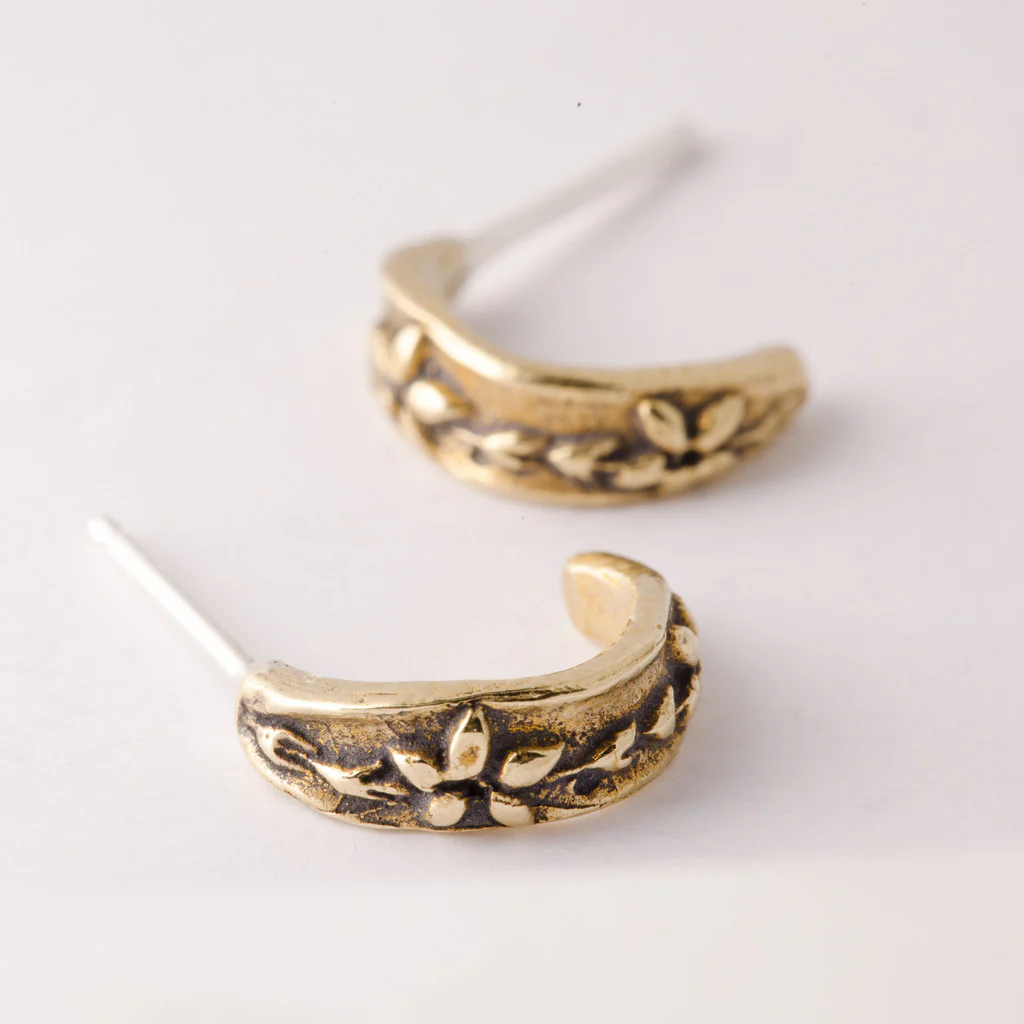 Bronze Forget Me Not Huggy Earrings - Image 2