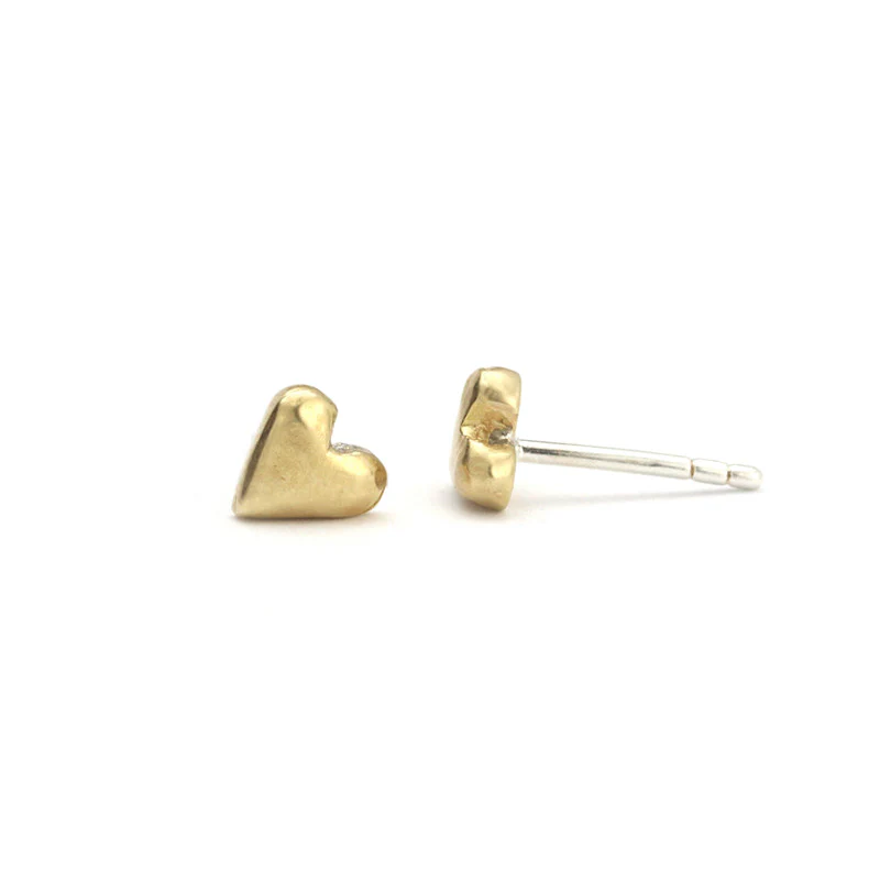 Bronze Heart Stud Earrings - Image 2