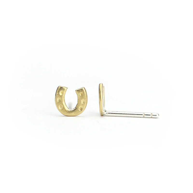 Bronze Horseshoe Stud Earrings - Image 2