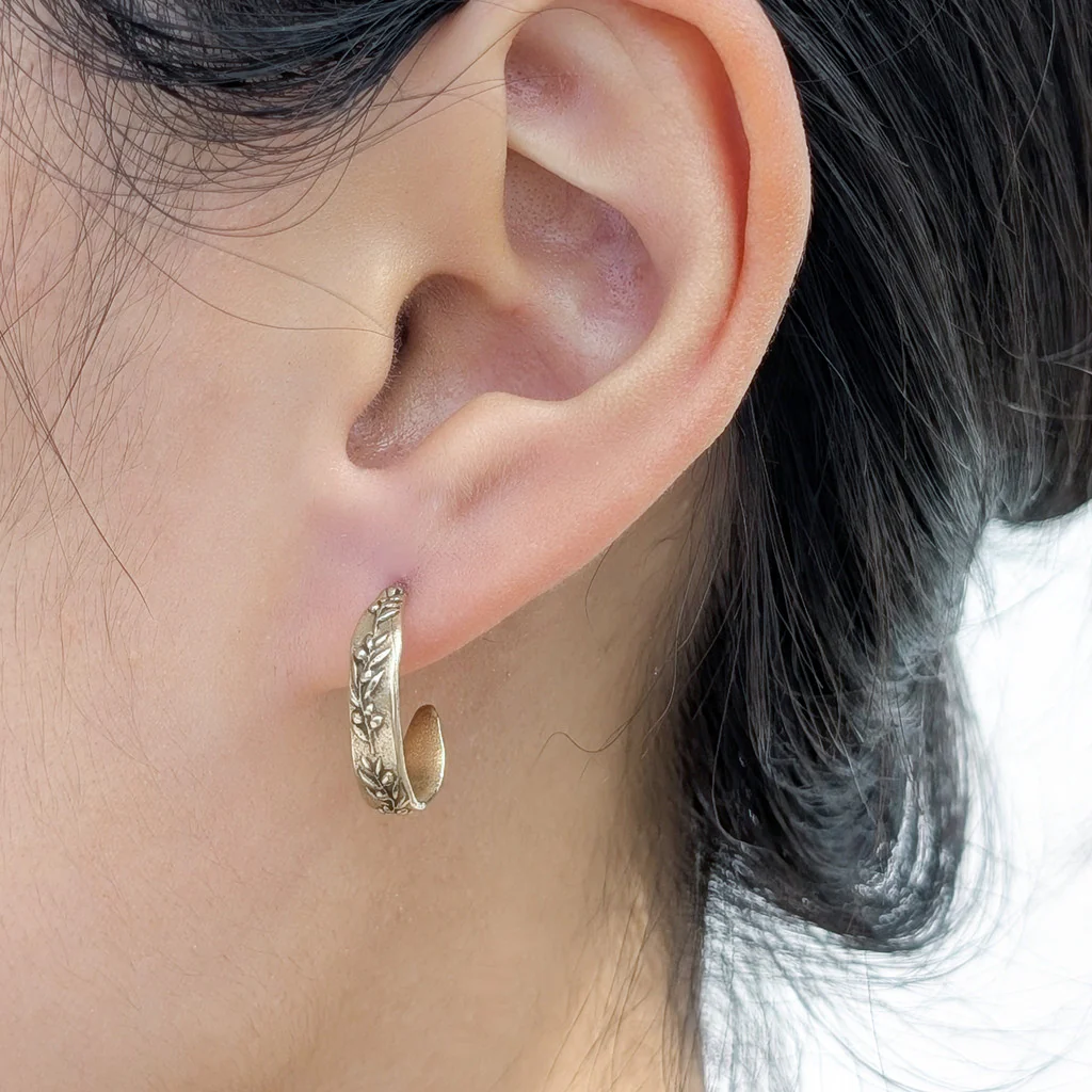 Bronze Olive Branch Hoop Earrings - Image 3