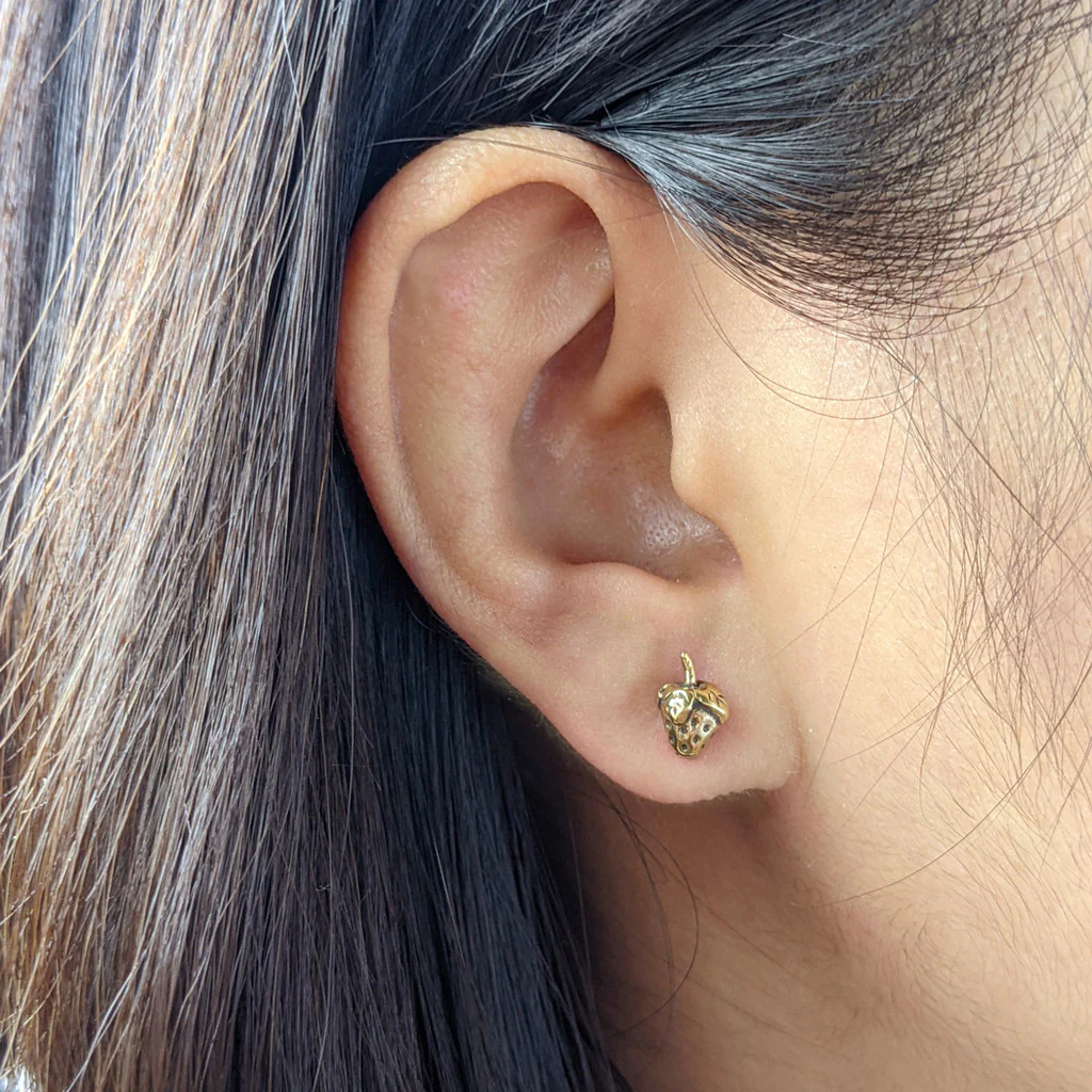 Bronze Strawberry Stud Earrings - Image 3