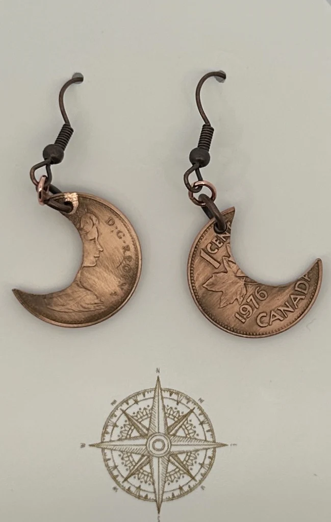 Canadian Penny Moon Earrings - Image 3