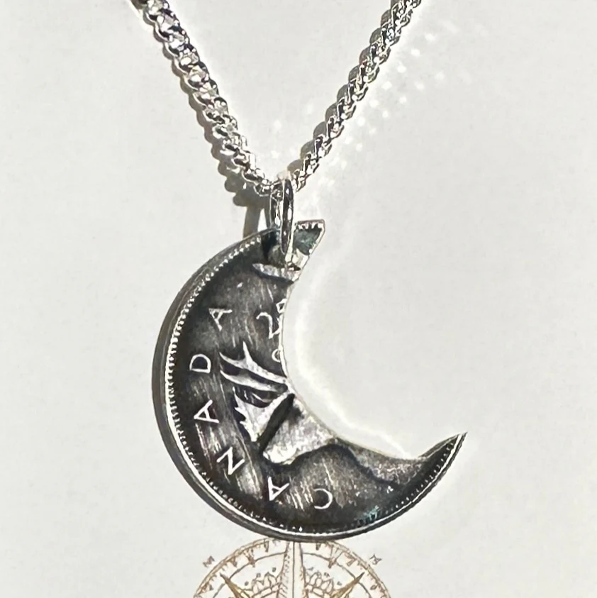 Canadian Quarter Crescent Moon Necklace - Image 2