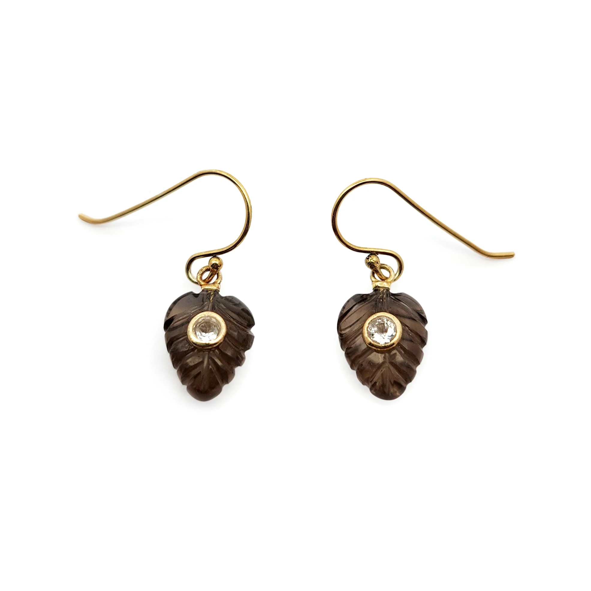 Carved Smoky Quartz Earrings